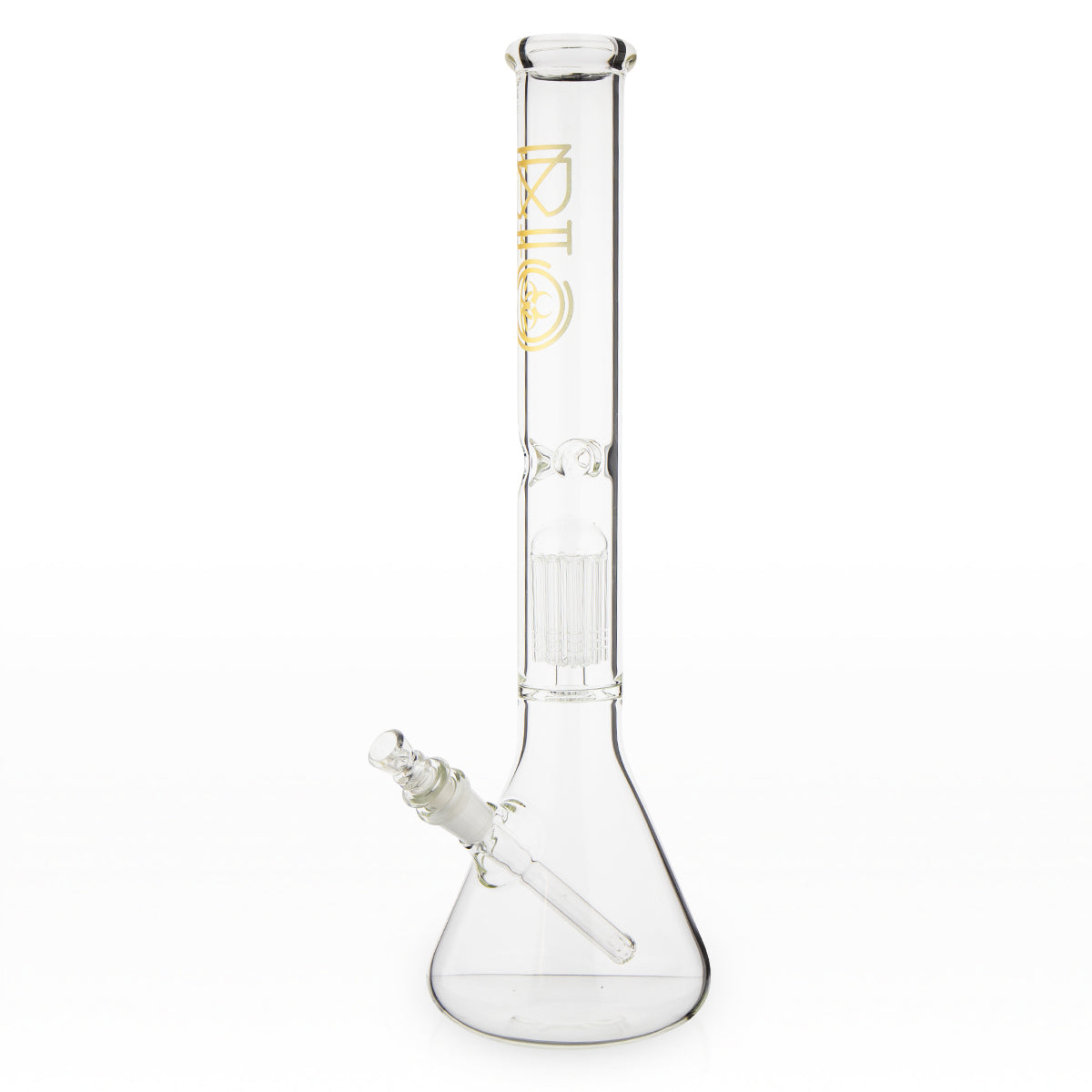BIO Glass | Single Chamber 10-Arm Tree Percolator Beaker Water Pipe | 18" - 14mm - Various Colors Glass Bong Biohazard Inc Gold
