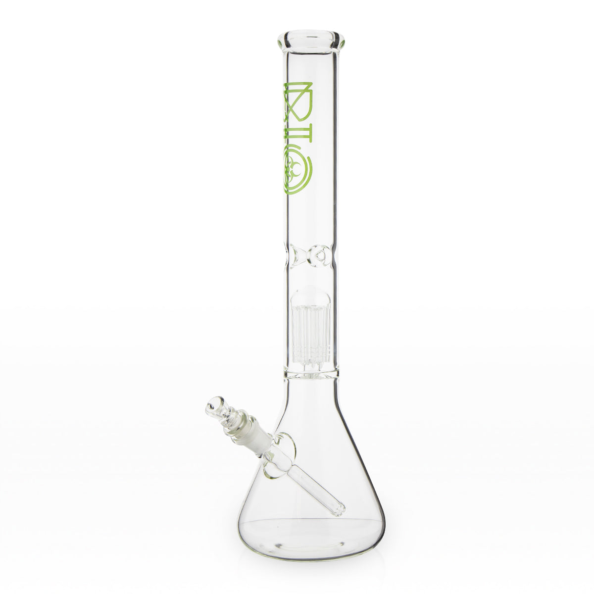 BIO Glass | Single Chamber 10-Arm Tree Percolator Beaker Water Pipe | 18" - 14mm - Various Colors Glass Bong Biohazard Inc Green