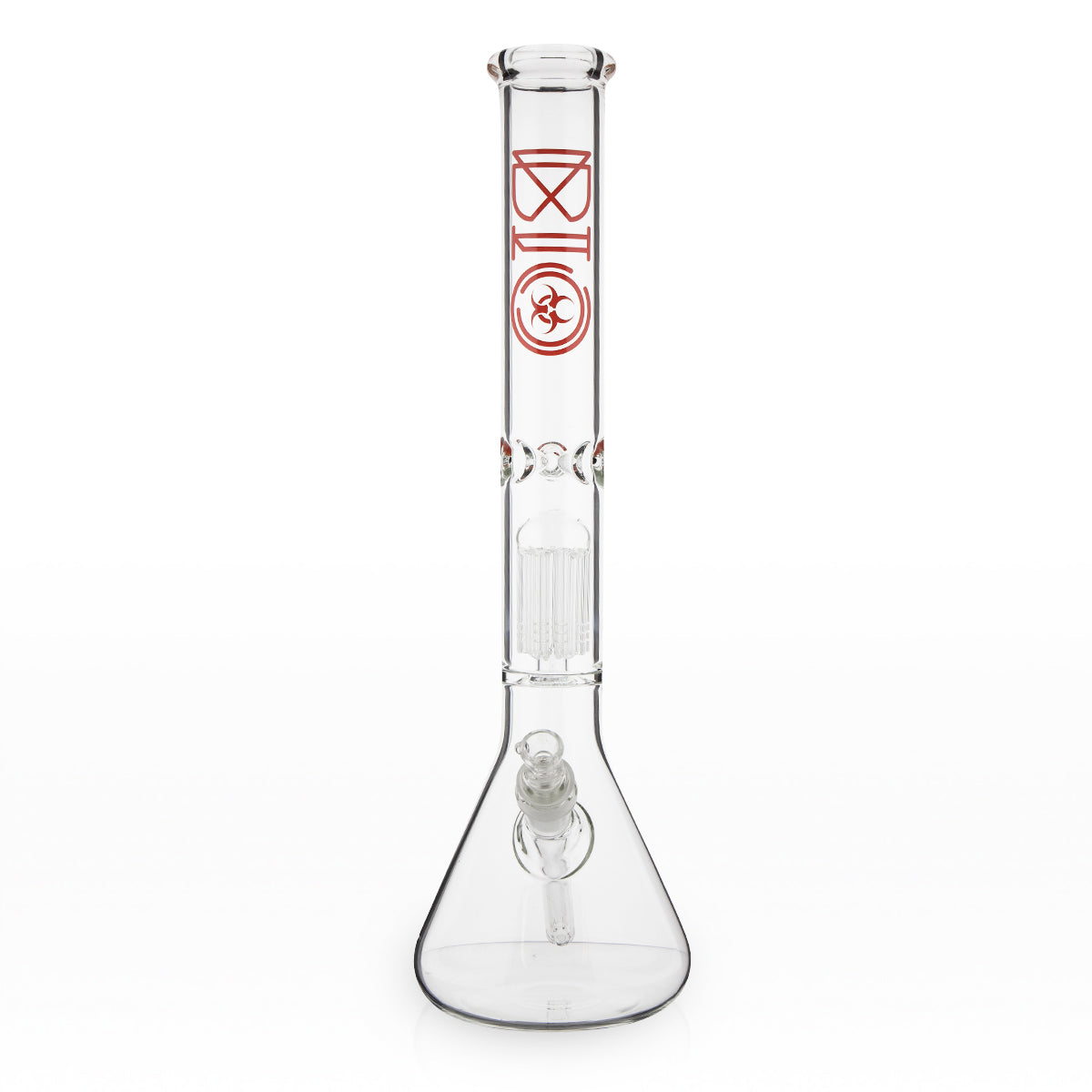 BIO Glass | Single Chamber 10-Arm Tree Percolator Beaker Water Pipe | 18" - 14mm - Various Colors Glass Bong Biohazard Inc
