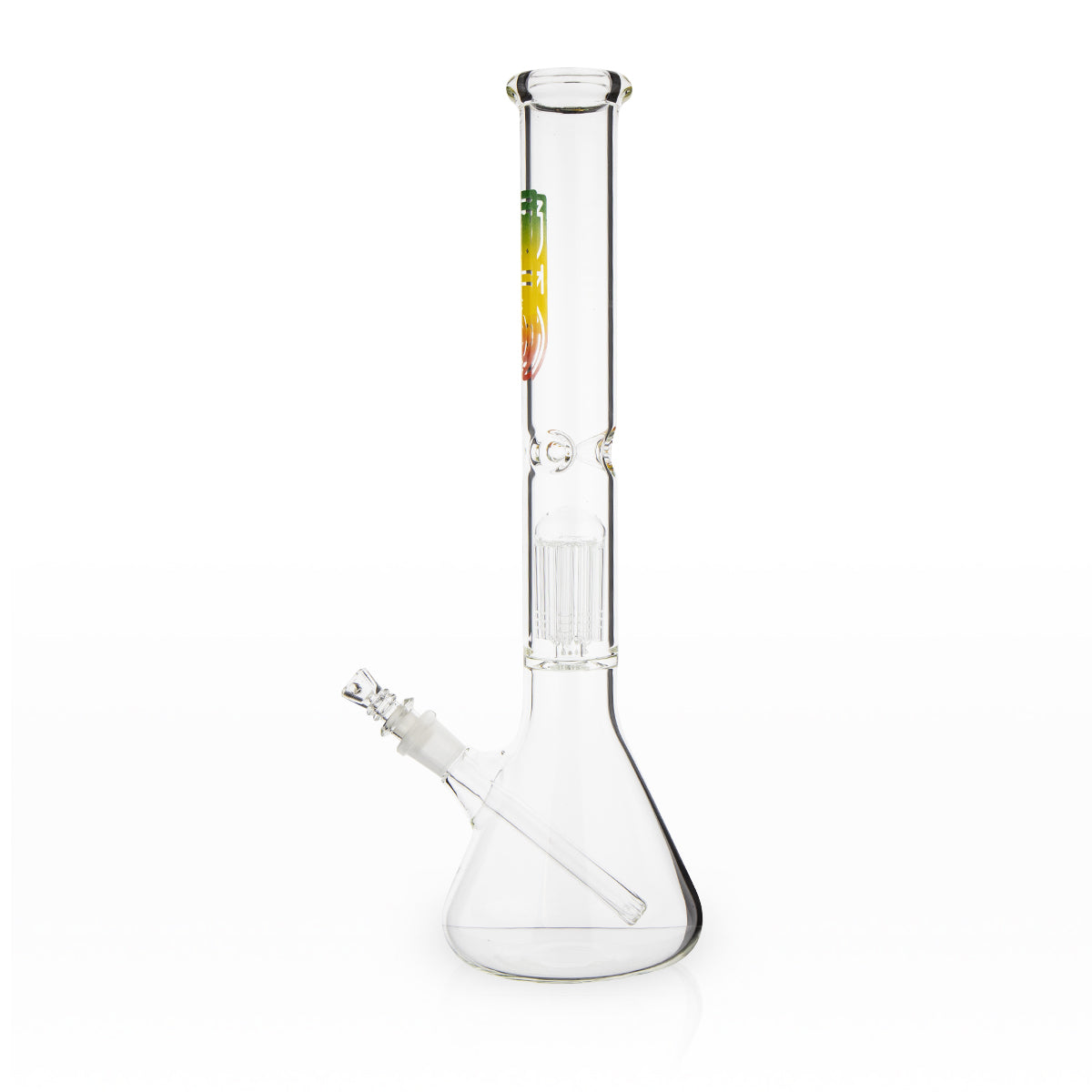 BIO Glass | Single Chamber 10-Arm Tree Percolator Beaker Water Pipe | 18" - 14mm - Various Colors Glass Bong Biohazard Inc