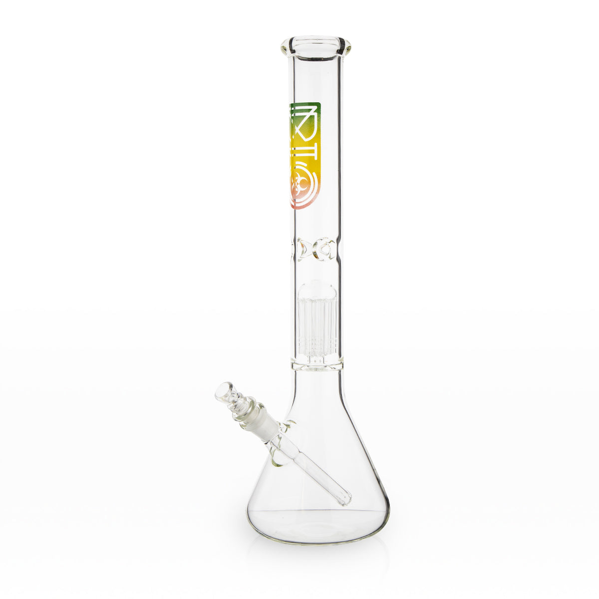 BIO Glass | Single Chamber 10-Arm Tree Percolator Beaker Water Pipe | 18" - 14mm - Various Colors Glass Bong Biohazard Inc Rasta