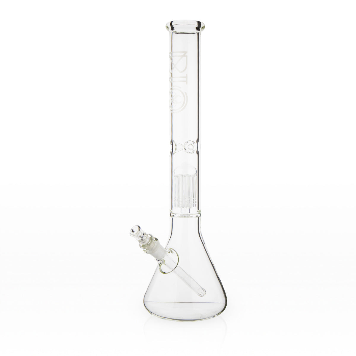 BIO Glass | Single Chamber 10-Arm Tree Percolator Beaker Water Pipe | 18" - 14mm - Various Colors Glass Bong Biohazard Inc White