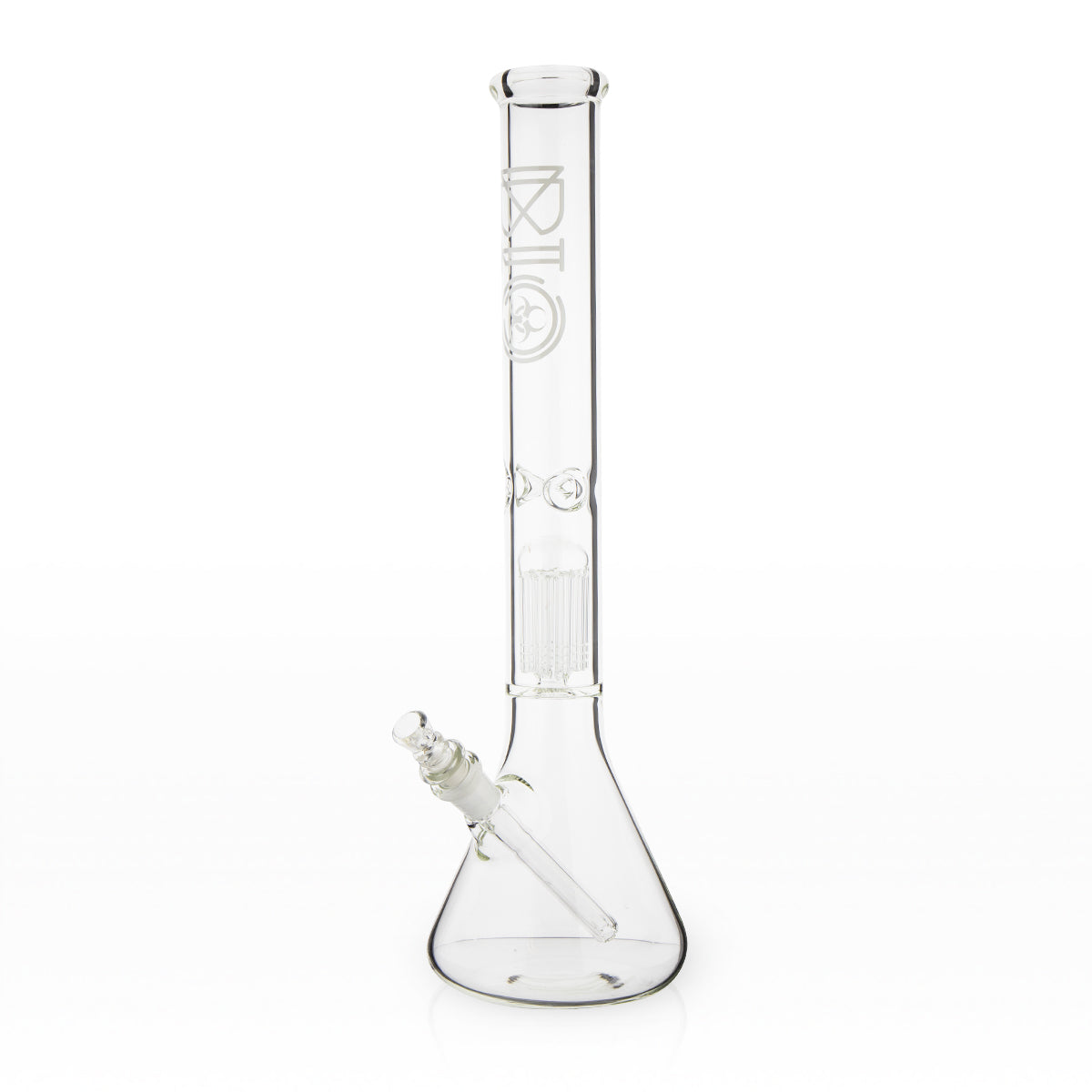 BIO Glass | Single Chamber 10-Arm Tree Percolator Beaker Water Pipe | 18" - 14mm - Various Colors Glass Bong Biohazard Inc Silver  