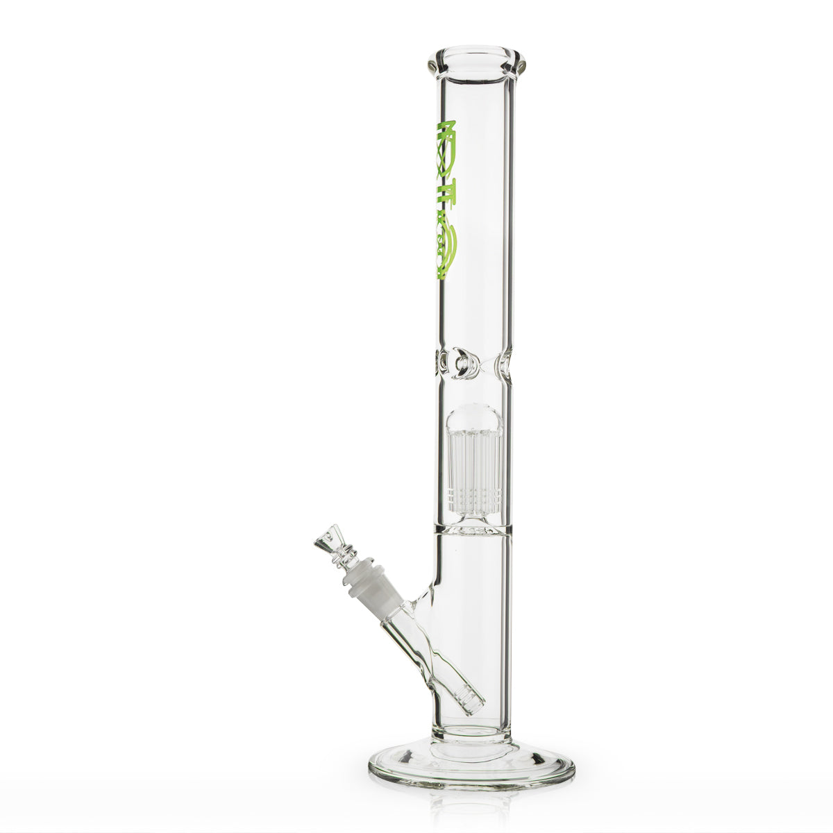 BIO Glass | Single Chamber 10-Arm Tree Perc Straight Water Pipe | 18" - 14mm - Various Colors Glass Bong Biohazard Inc