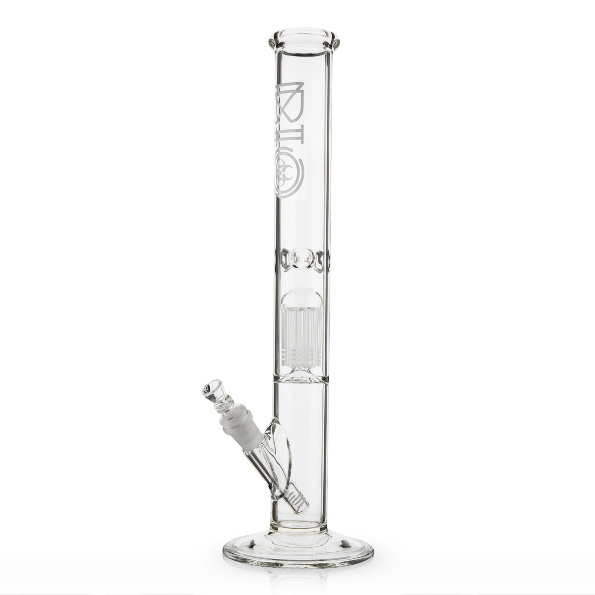 BIO Glass | Single Chamber 10-Arm Tree Perc Straight Water Pipe | 18" - 14mm - Various Colors Glass Bong Biohazard Inc Silver