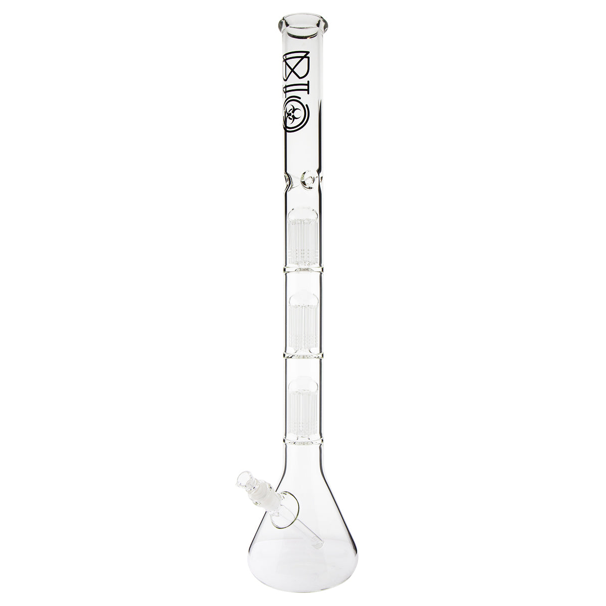 BIO Glass | Triple Chamber 10-Arm Tree Percolator Beaker Water Pipe | 26" - 14mm - Various Colors Glass Bong Biohazard Inc Black