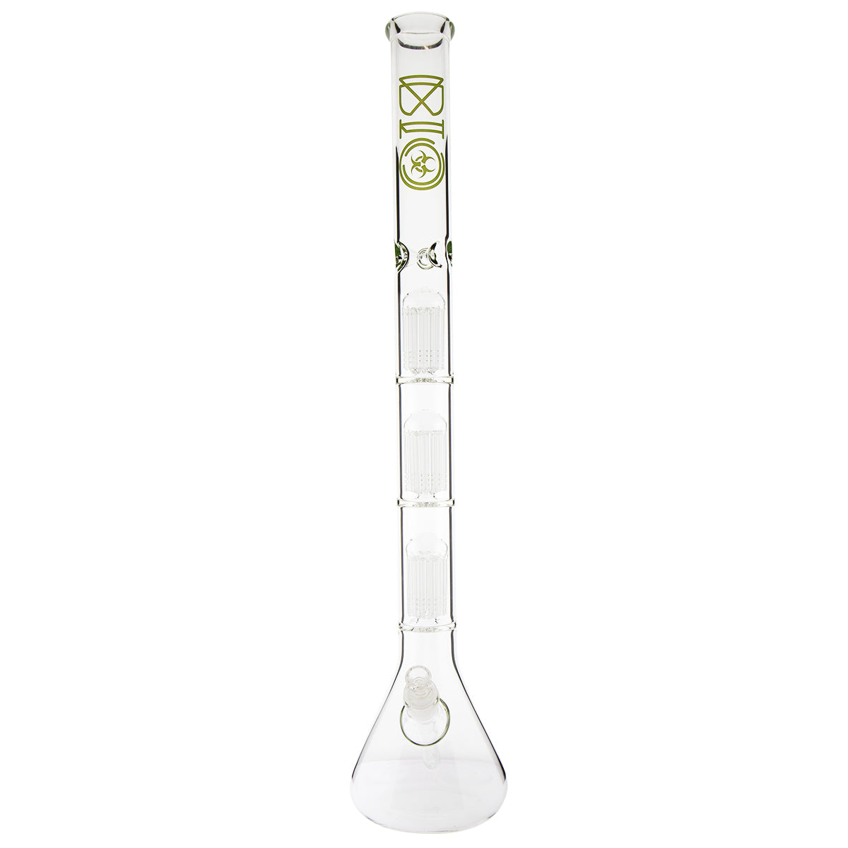 BIO Glass | Triple Chamber 10-Arm Tree Percolator Beaker Water Pipe | 26" - 14mm - Various Colors Glass Bong Biohazard Inc