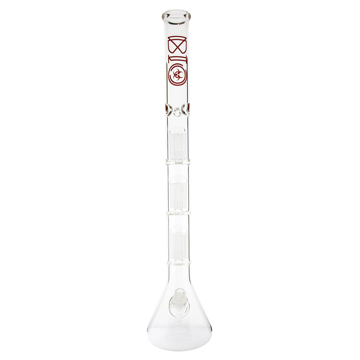 BIO Glass | Triple Chamber 10-Arm Tree Percolator Beaker Water Pipe | 26" - 14mm - Various Colors Glass Bong Biohazard Inc