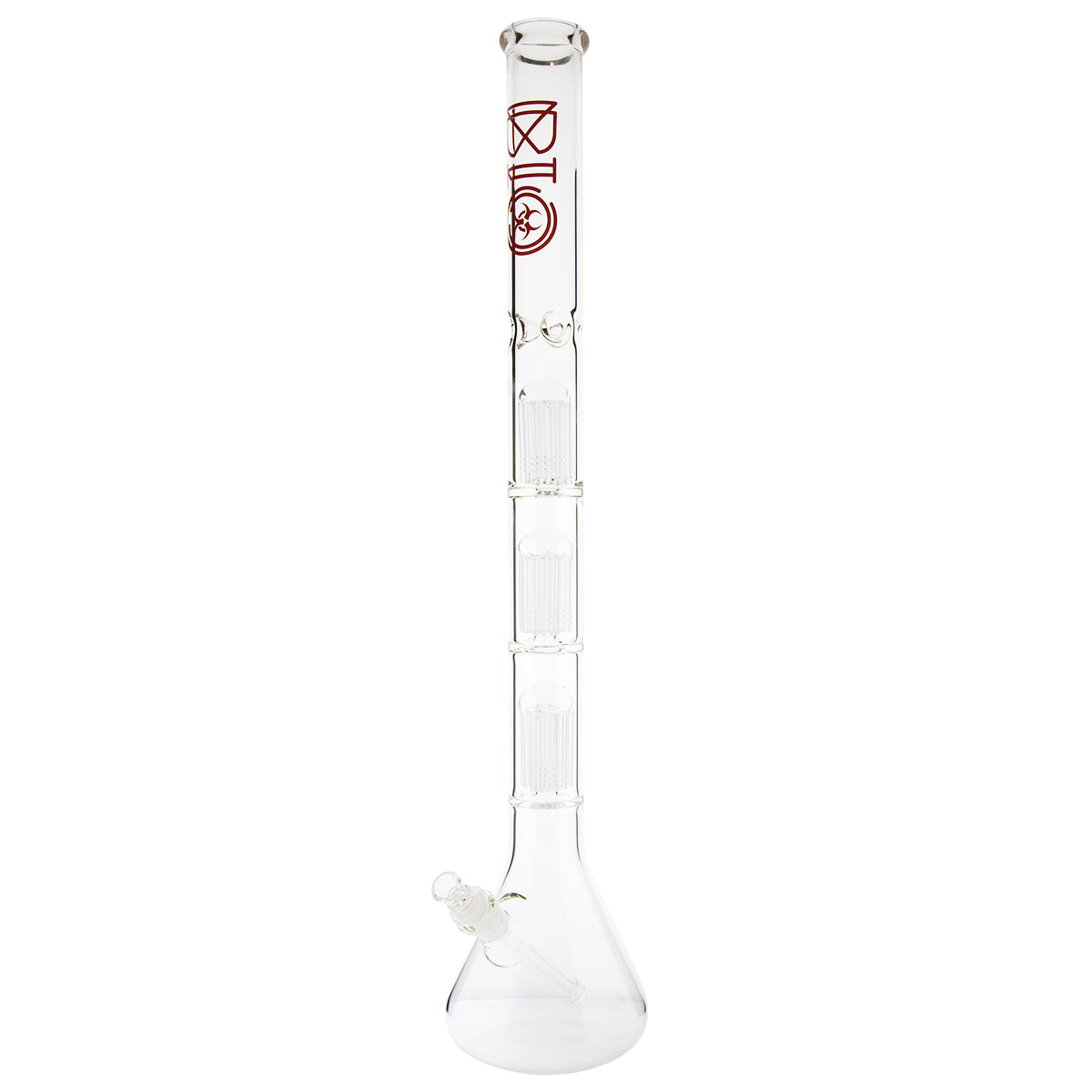 BIO Glass | Triple Chamber 10-Arm Tree Percolator Beaker Water Pipe | 26" - 14mm - Various Colors Glass Bong Biohazard Inc Red