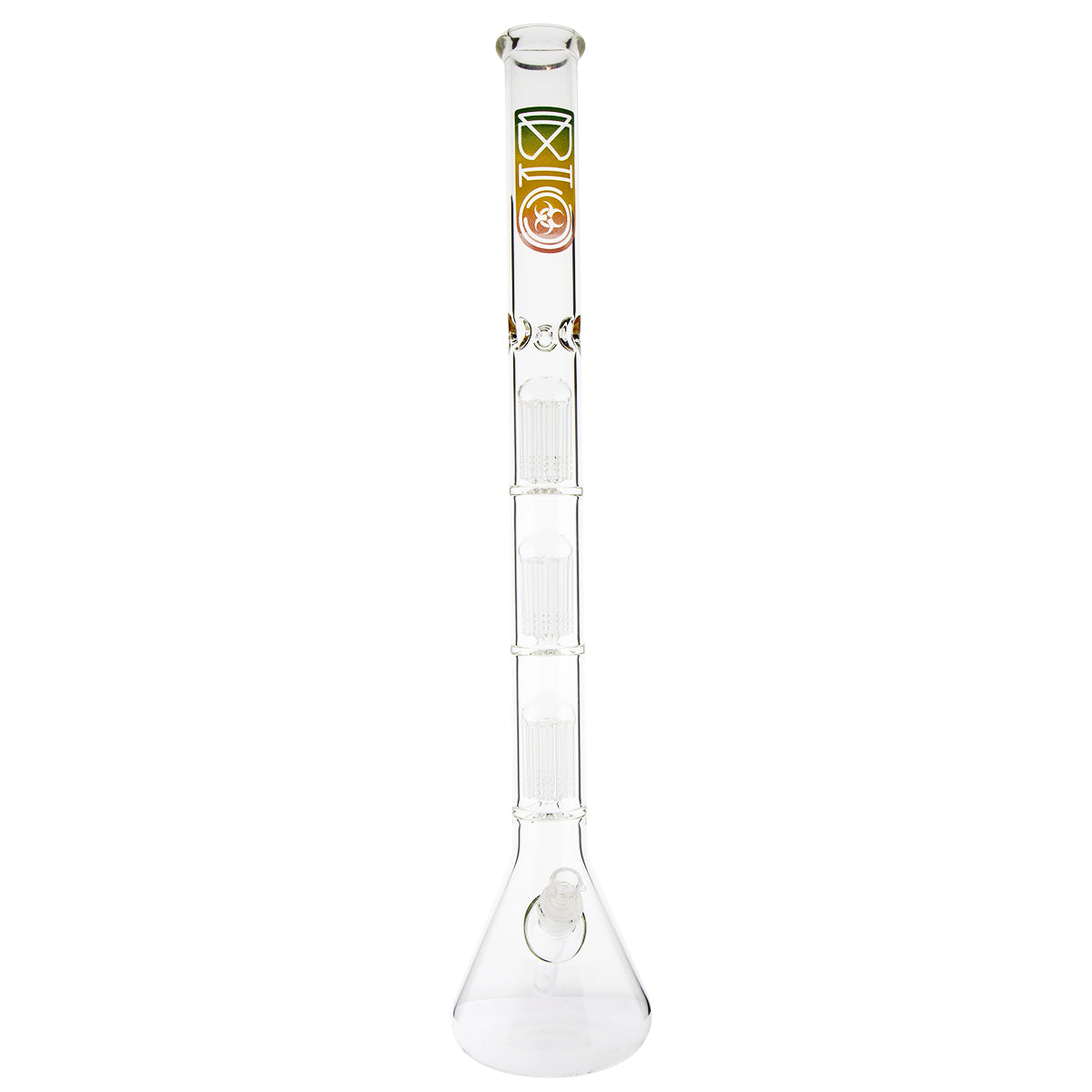 BIO Glass | Triple Chamber 10-Arm Tree Percolator Beaker Water Pipe | 26" - 14mm - Various Colors Glass Bong Biohazard Inc
