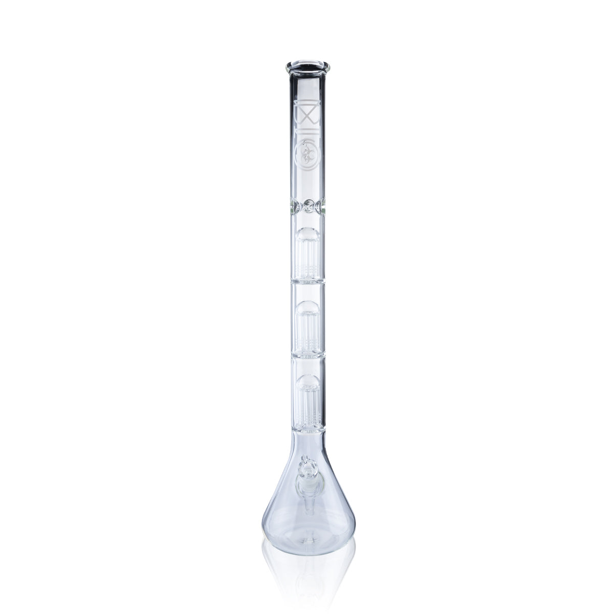 BIO Glass | Triple Chamber 10-Arm Tree Percolator Beaker Water Pipe | 26" - 14mm - Various Colors Glass Bong Biohazard Inc