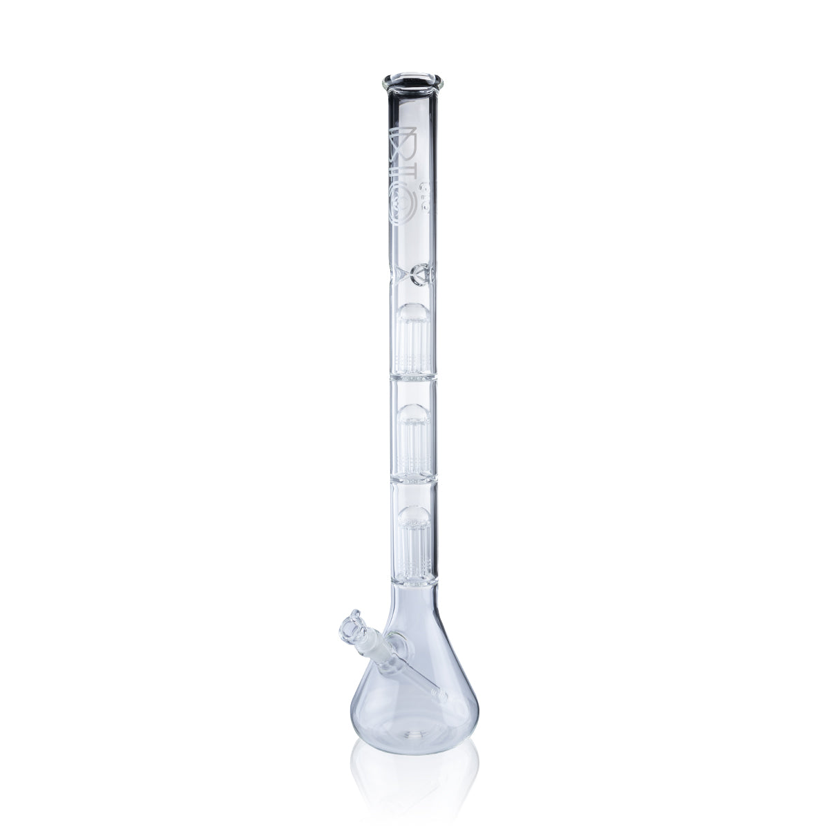 BIO Glass | Triple Chamber 10-Arm Tree Percolator Beaker Water Pipe | 26" - 14mm - Various Colors Glass Bong Biohazard Inc Silver