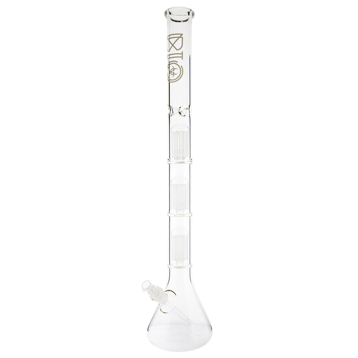 BIO Glass | Triple Chamber 10-Arm Tree Percolator Beaker Water Pipe | 26" - 14mm - Various Colors Glass Bong Biohazard Inc White