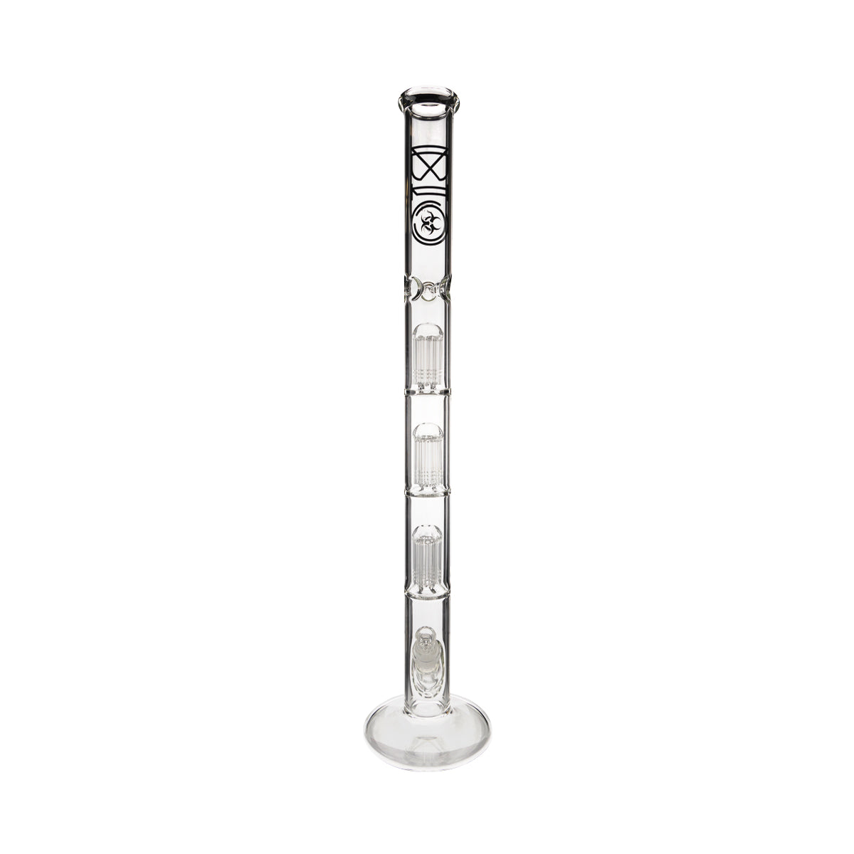 BIO Glass | Triple Chamber 10-Arm Tree Percolator Straight Water Pipe | 26" - 14mm - Various Colors Biohazard Inc