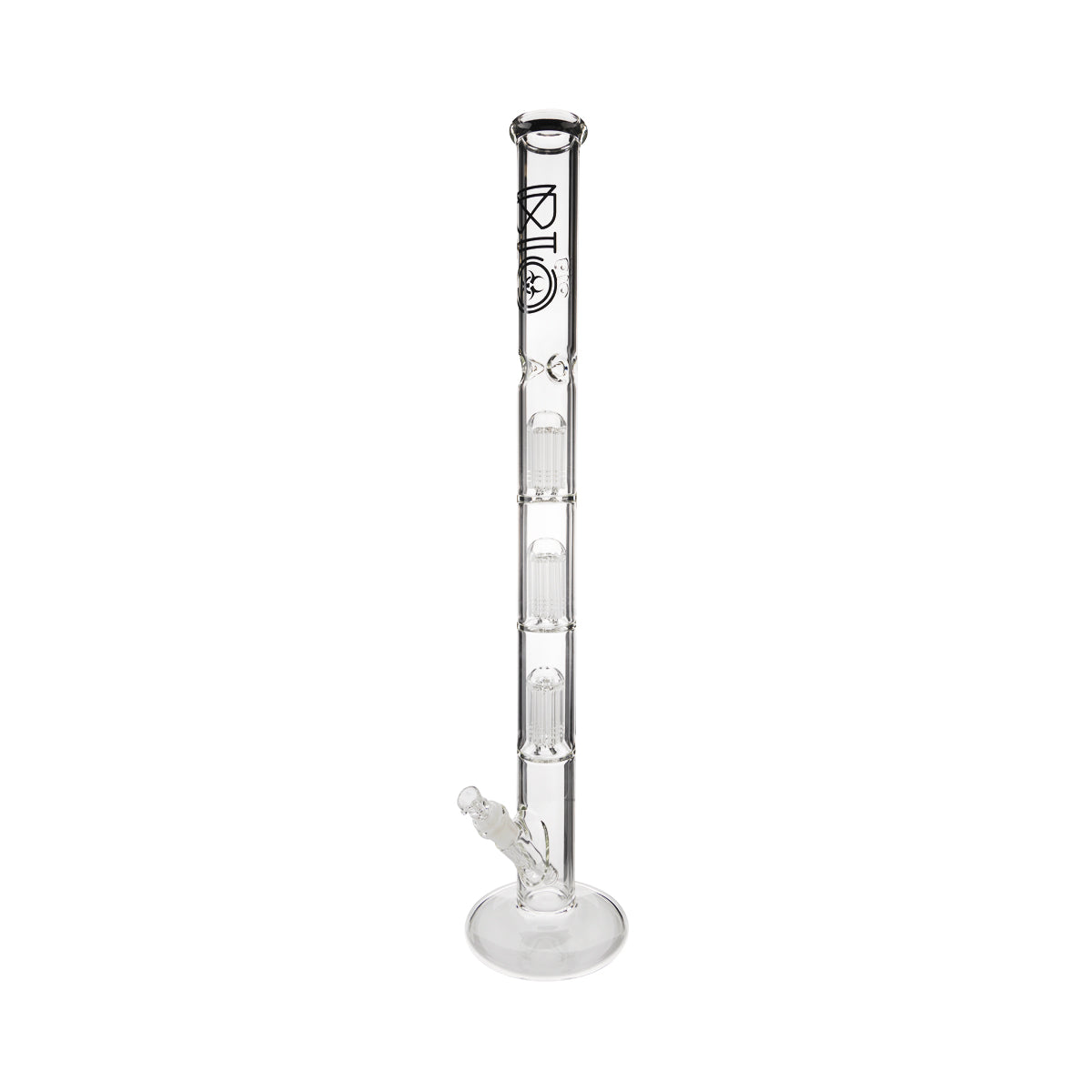 BIO Glass | Triple Chamber 10-Arm Tree Percolator Straight Water Pipe | 26" - 14mm - Various Colors Biohazard Inc Black