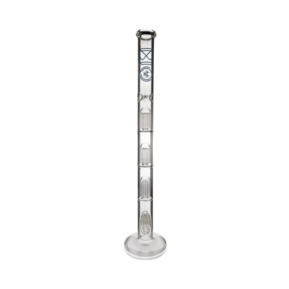 BIO Glass | Triple Chamber 10-Arm Tree Percolator Straight Water Pipe | 26" - 14mm - Various Colors Biohazard Inc
