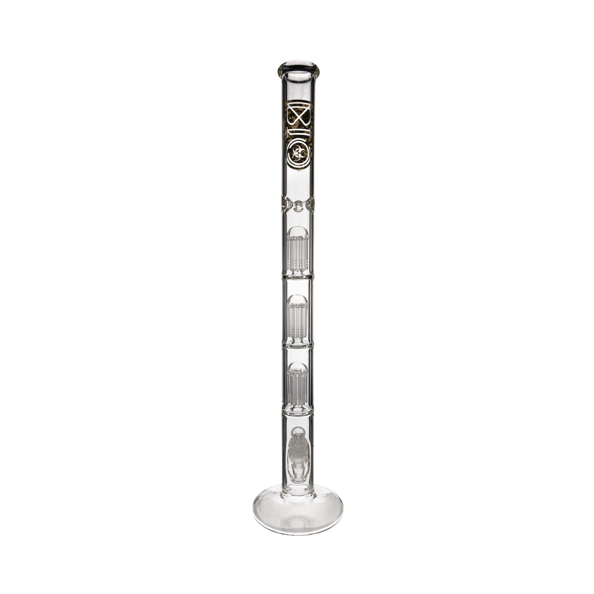 BIO Glass | Triple Chamber 10-Arm Tree Percolator Straight Water Pipe | 26" - 14mm - Various Colors Biohazard Inc