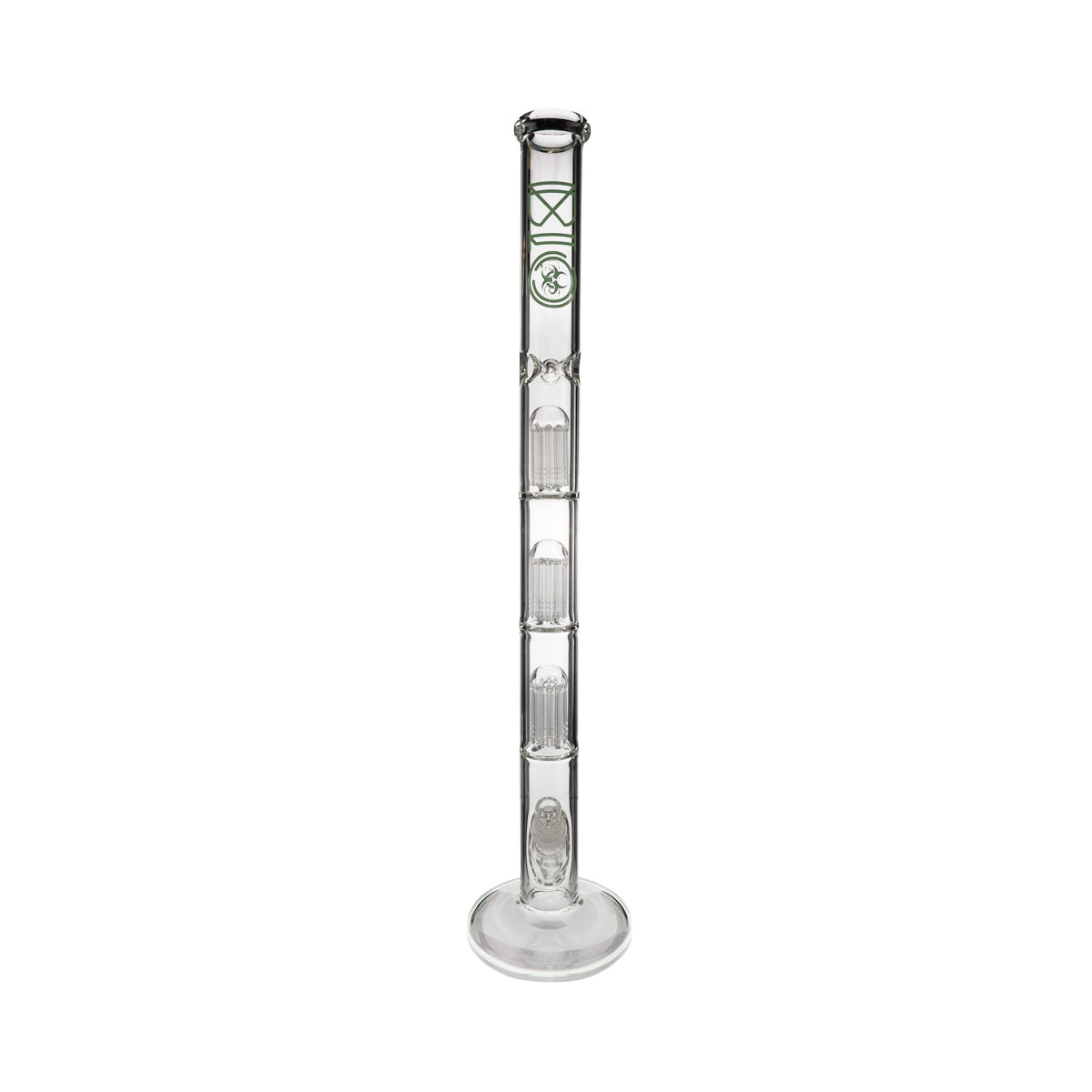 BIO Glass | Triple Chamber 10-Arm Tree Percolator Straight Water Pipe | 26" - 14mm - Various Colors Biohazard Inc