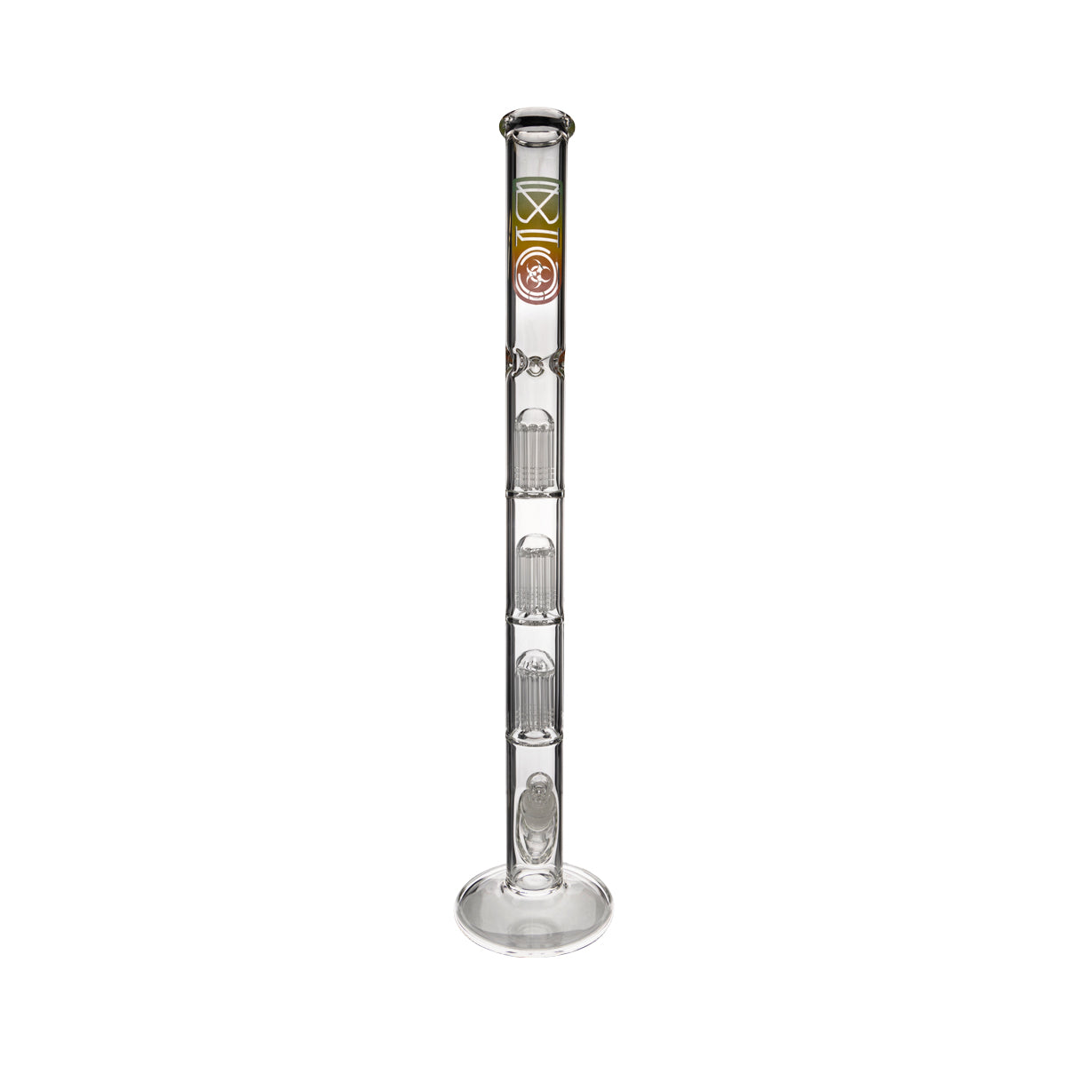 BIO Glass | Triple Chamber 10-Arm Tree Percolator Straight Water Pipe | 26" - 14mm - Various Colors Biohazard Inc