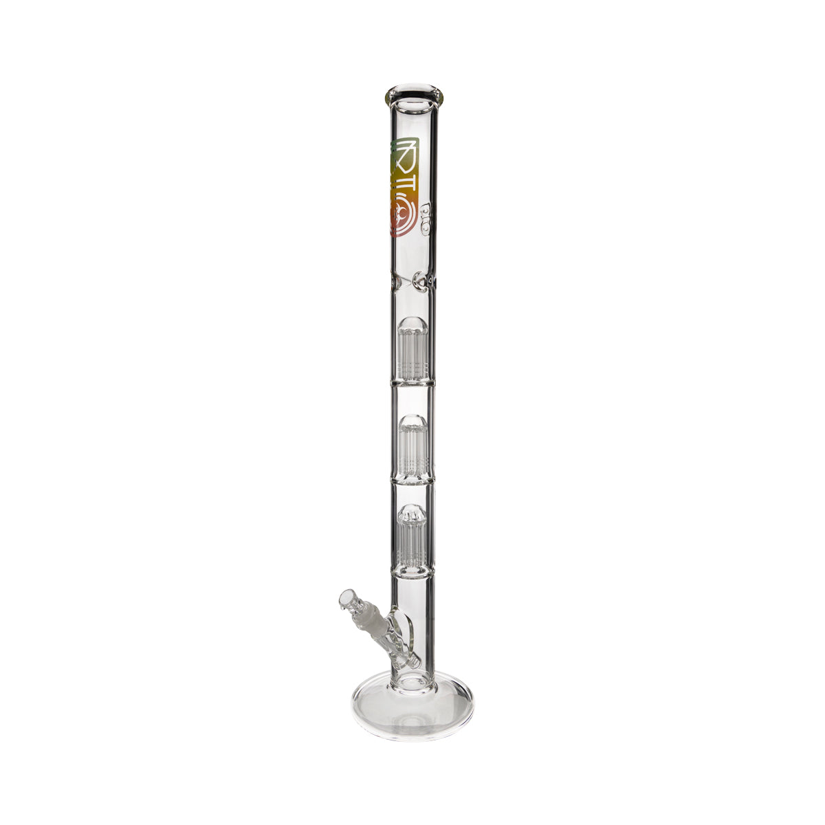 BIO Glass | Triple Chamber 10-Arm Tree Percolator Straight Water Pipe | 26" - 14mm - Various Colors Biohazard Inc Rasta