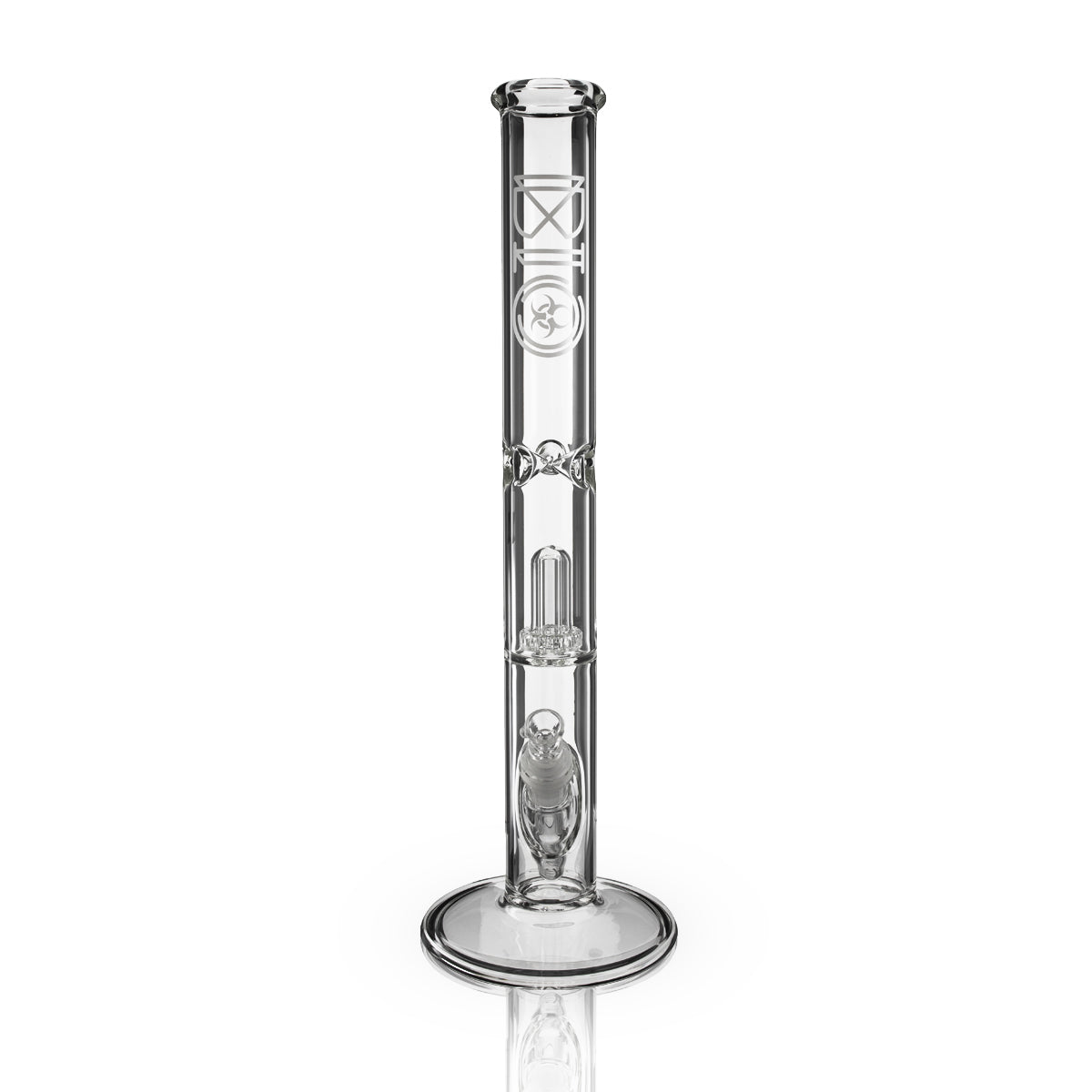 BIO Glass | Showerhead Percolator Straight Water Pipe | 18" - 14mm - Various Colors Glass Bong Biohazard Inc