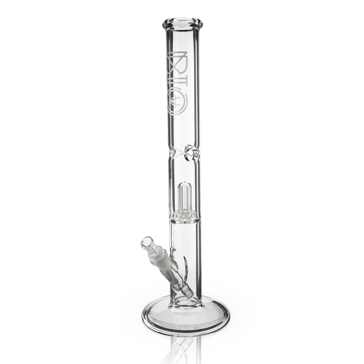 BIO Glass | Showerhead Percolator Straight Water Pipe | 18" - 14mm - Various Colors Glass Bong Biohazard Inc Silver