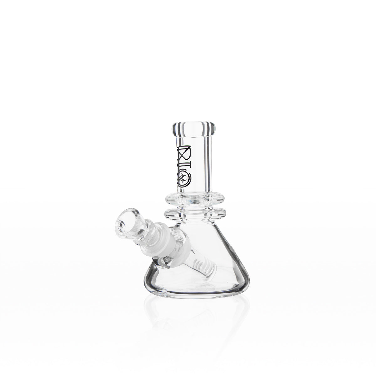 BIO Glass | Mini Heavy Duty Colored Logo Beaker Water Pipe | 5" - 14mm - Various Colors Glass Bong Biohazard Inc Black