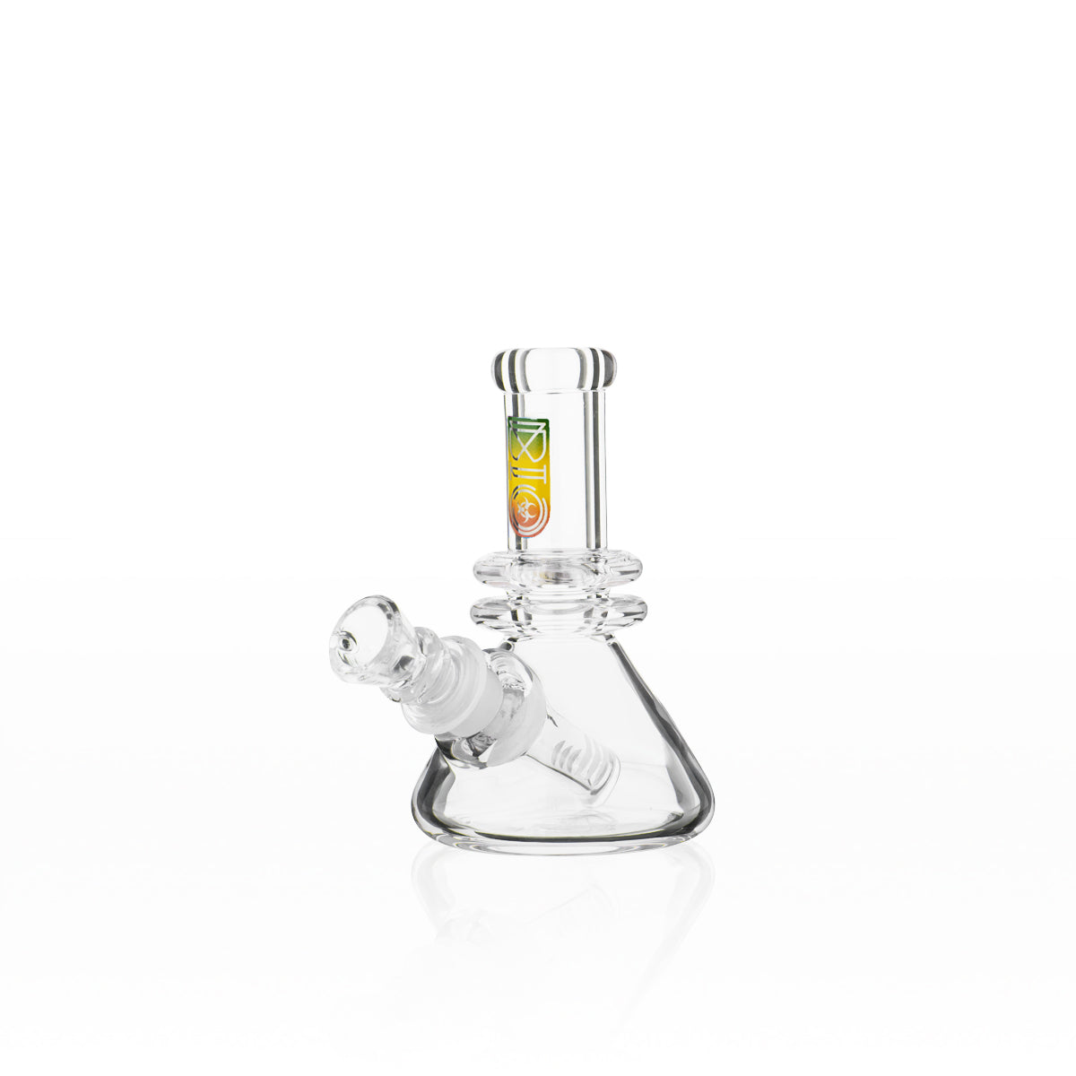 BIO Glass | Mini Heavy Duty Colored Logo Beaker Water Pipe | 5" - 14mm - Various Colors Glass Bong Biohazard Inc Rasta
