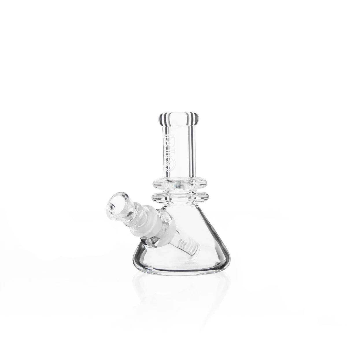 BIO Glass | Mini Heavy Duty Colored Logo Beaker Water Pipe | 5" - 14mm - Various Colors Glass Bong Biohazard Inc Silver
