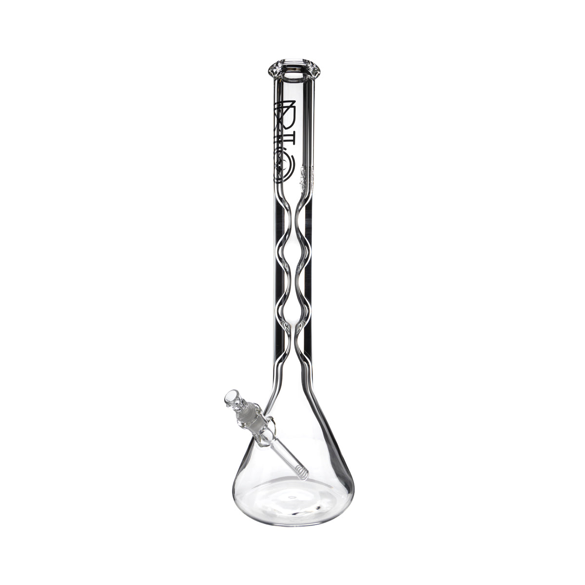 BIO Glass | Hourglass Beaker Water Pipe | 21.5" - 19mm - Various Colors Glass Bong Biohazard Inc Black