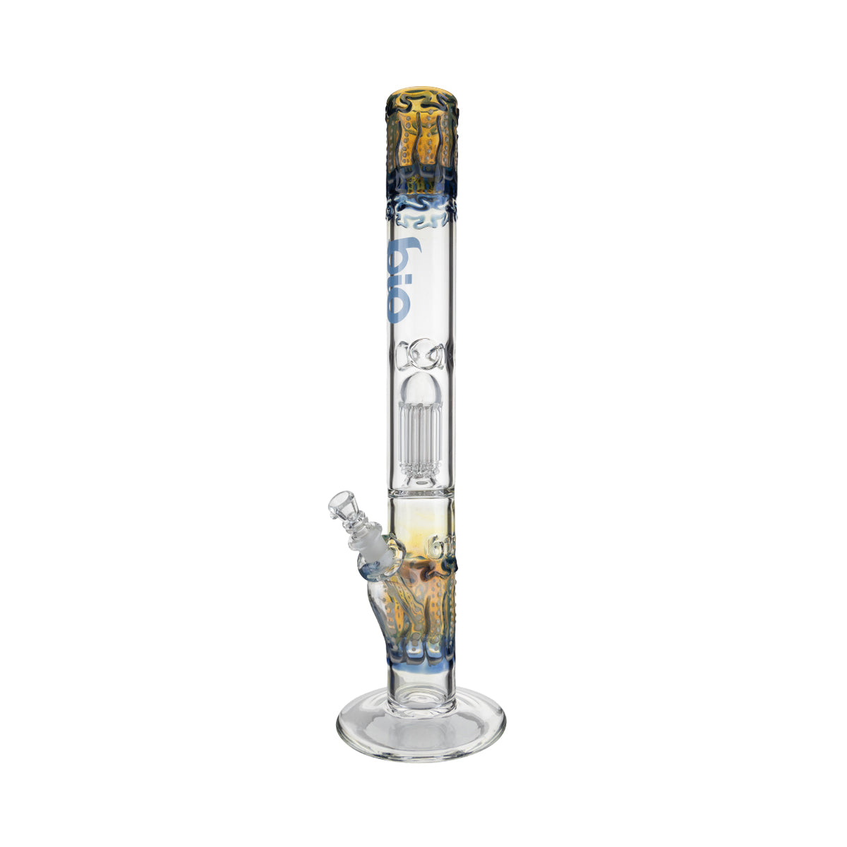 BIO Glass | Worked Single Chamber 8-Arm Tree Percolator Water Pipe | 18" - 14mm - Various Colors  Biohazard Inc Blue  