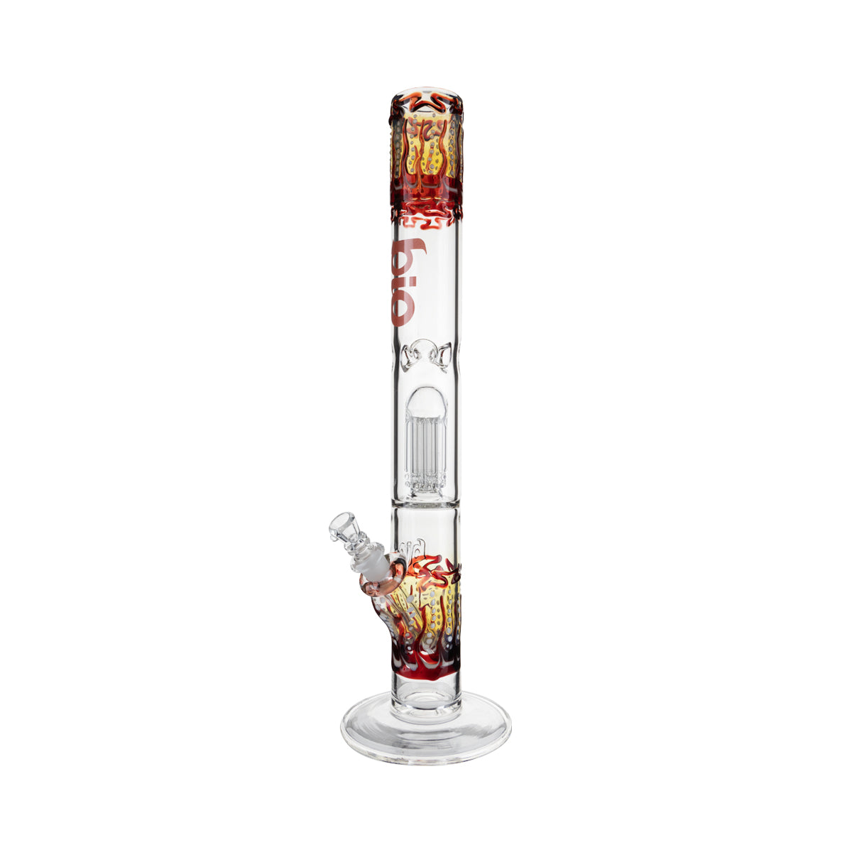 BIO Glass | Worked Single Chamber 8-Arm Tree Percolator Water Pipe | 18" - 14mm - Various Colors  Biohazard Inc Red  