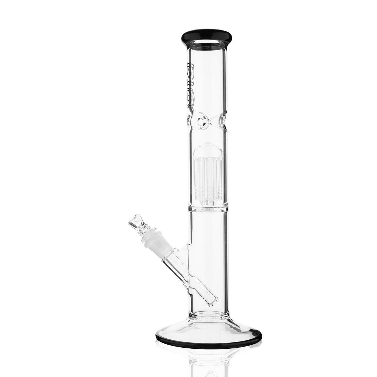 BIO Glass | Single Chamber 10-Arm Tree Perc Straight Color Trim Water Pipe | 14" - 14mm - Various Colors Biohazard Inc