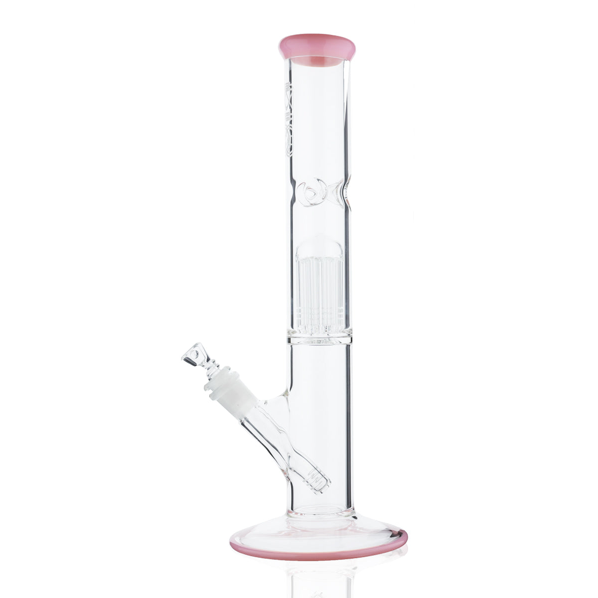 BIO Glass | Single Chamber 10-Arm Tree Perc Straight Color Trim Water Pipe | 14" - 14mm - Various Colors Biohazard Inc