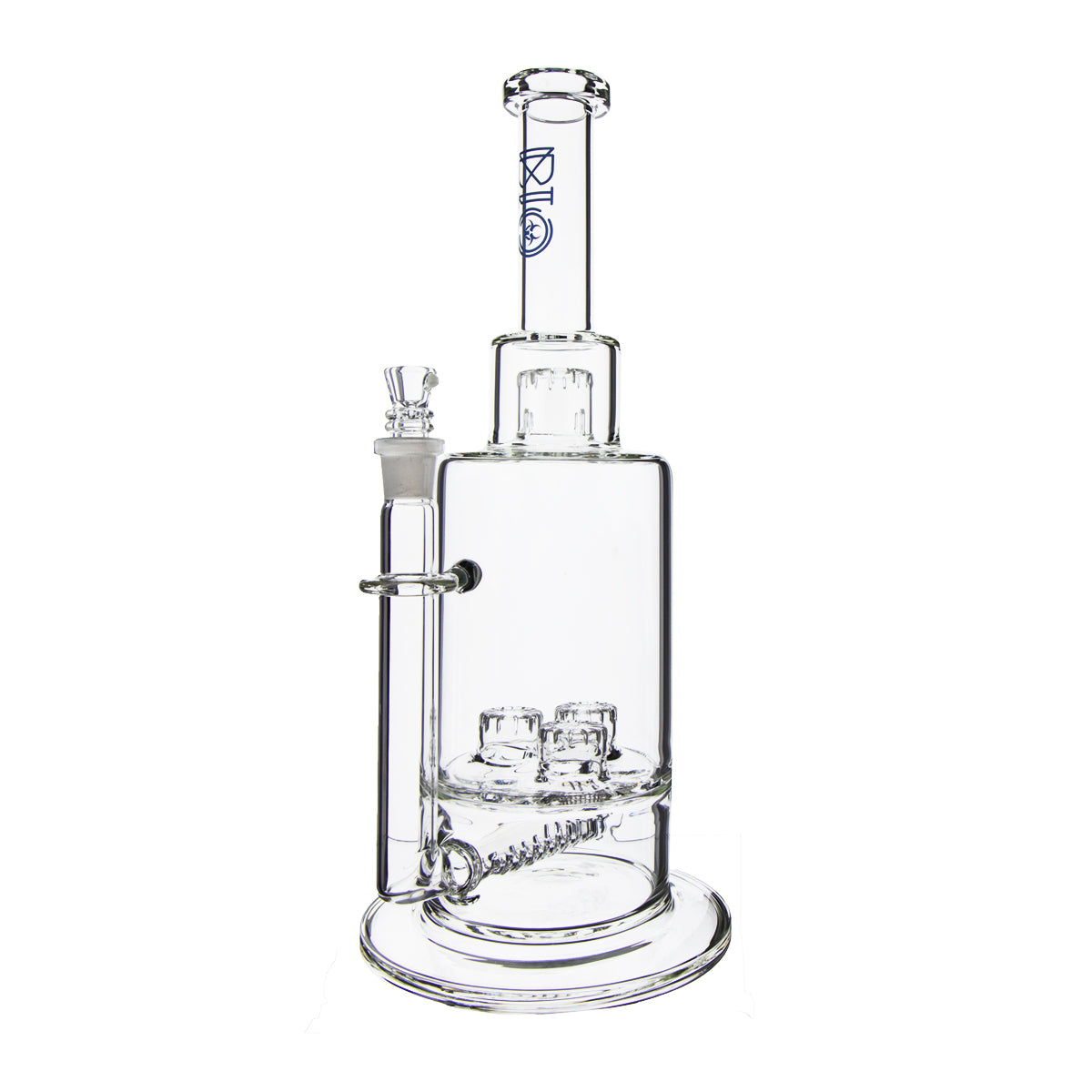 BIO Glass | Triple Updome Percolator Inline Stemless Water Pipe | 16" - 14mm - Various Colors Glass Bong Biohazard Inc Blue  
