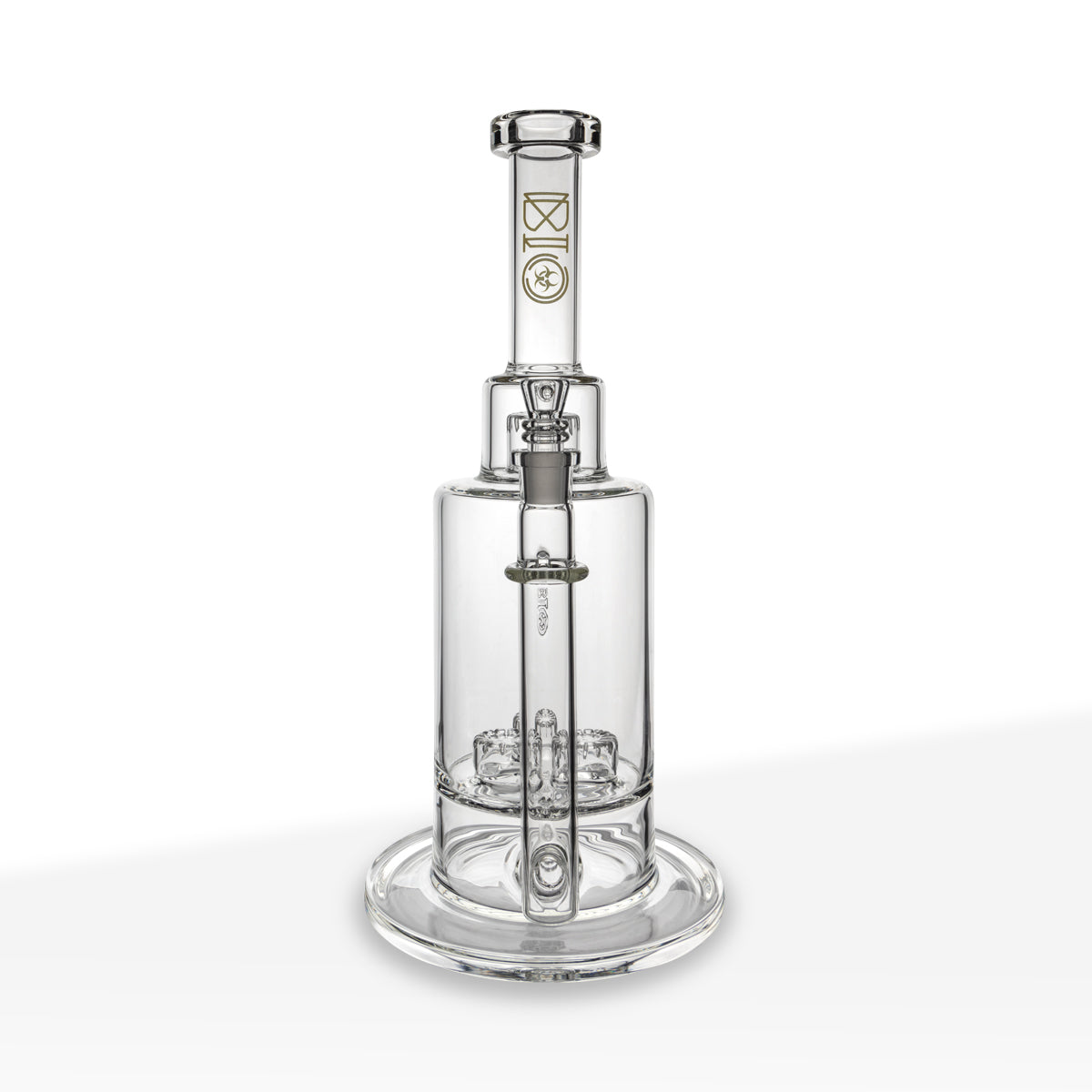 BIO Glass | Triple Updome Percolator Inline Stemless Water Pipe | 16" - 14mm - Various Colors Glass Bong Biohazard Inc