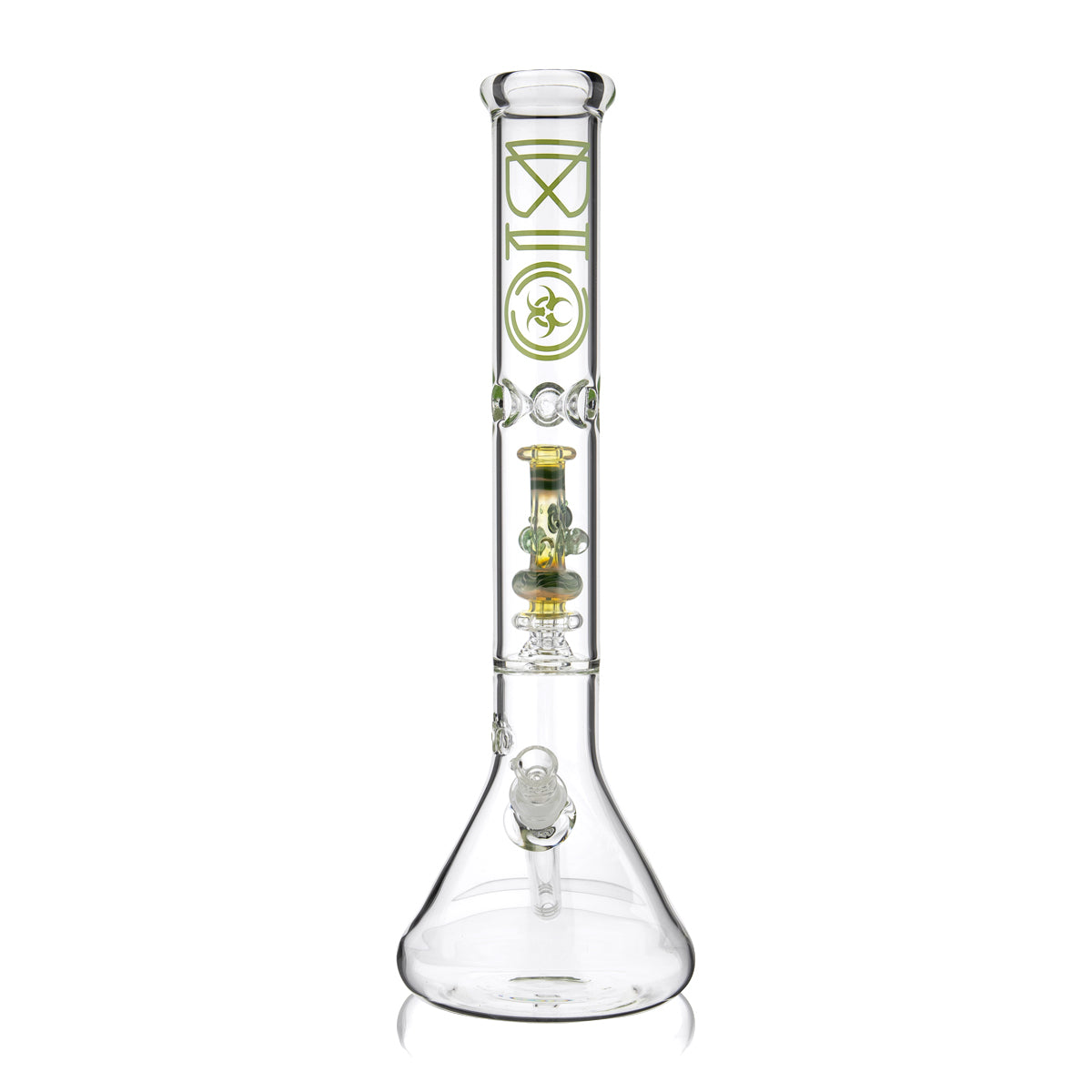 BIO Glass | Bong in a Bong Pipe Showerhead Percolator Water Pipe | 17" - 14mm - Various Colors Glass Bong Biohazard Inc