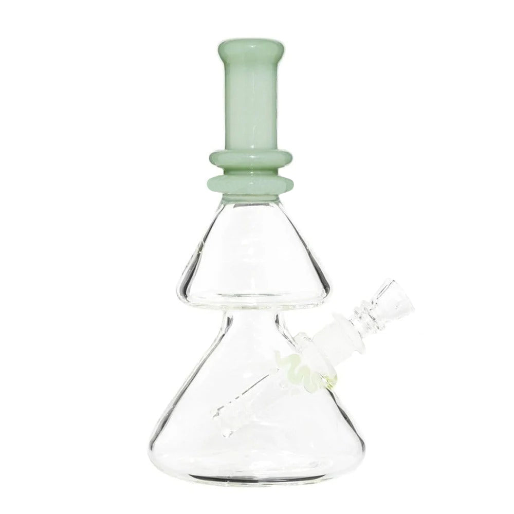 BIO Glass | Double Stacked Heavy Beaker Water Pipe | 8" - 14mm - Various Colors Glass Dab Rig Biohazard Inc Jade Green