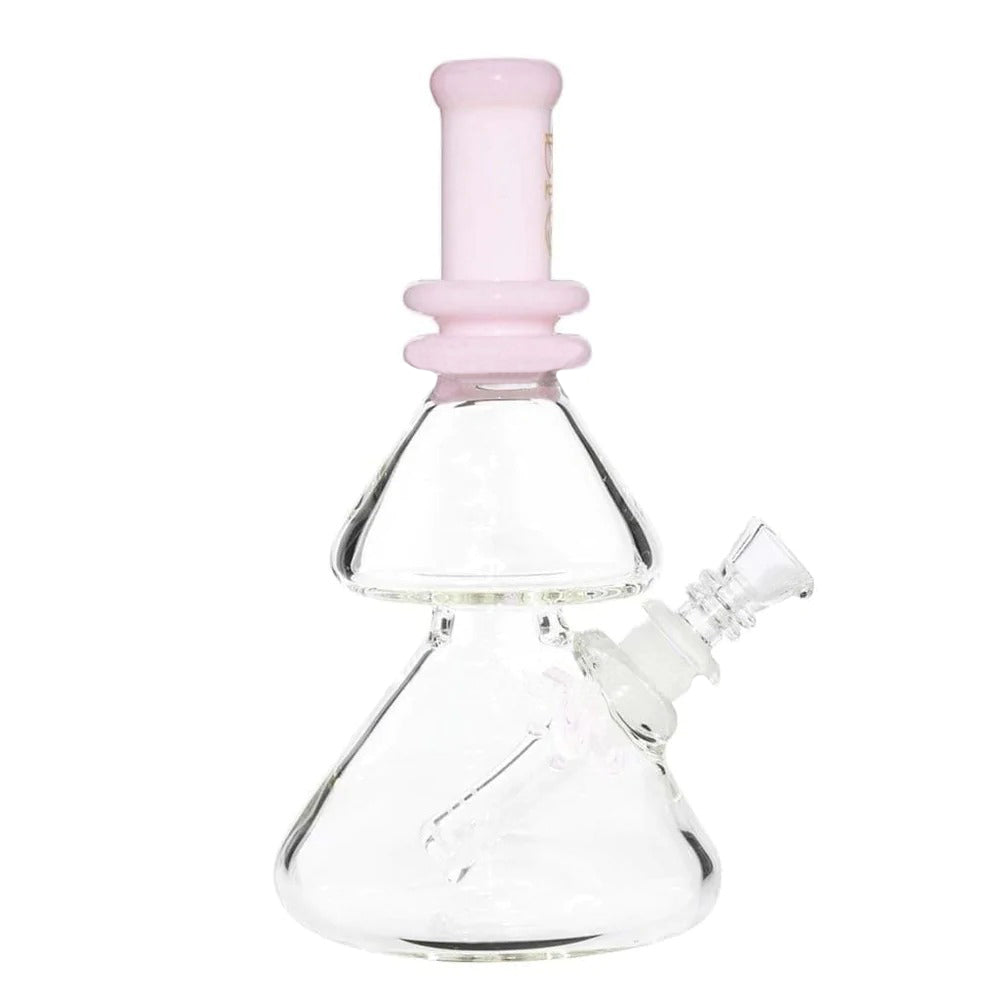 BIO Glass | Double Stacked Heavy Beaker Water Pipe | 8" - 14mm - Various Colors Glass Dab Rig Biohazard Inc Pastel Pink  