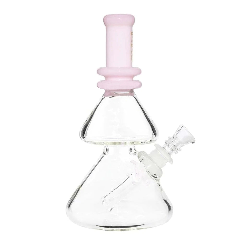 BIO Glass | Double Stacked Heavy Beaker Water Pipe | 8" - 14mm - Various Colors Glass Dab Rig Biohazard Inc Pastel Pink