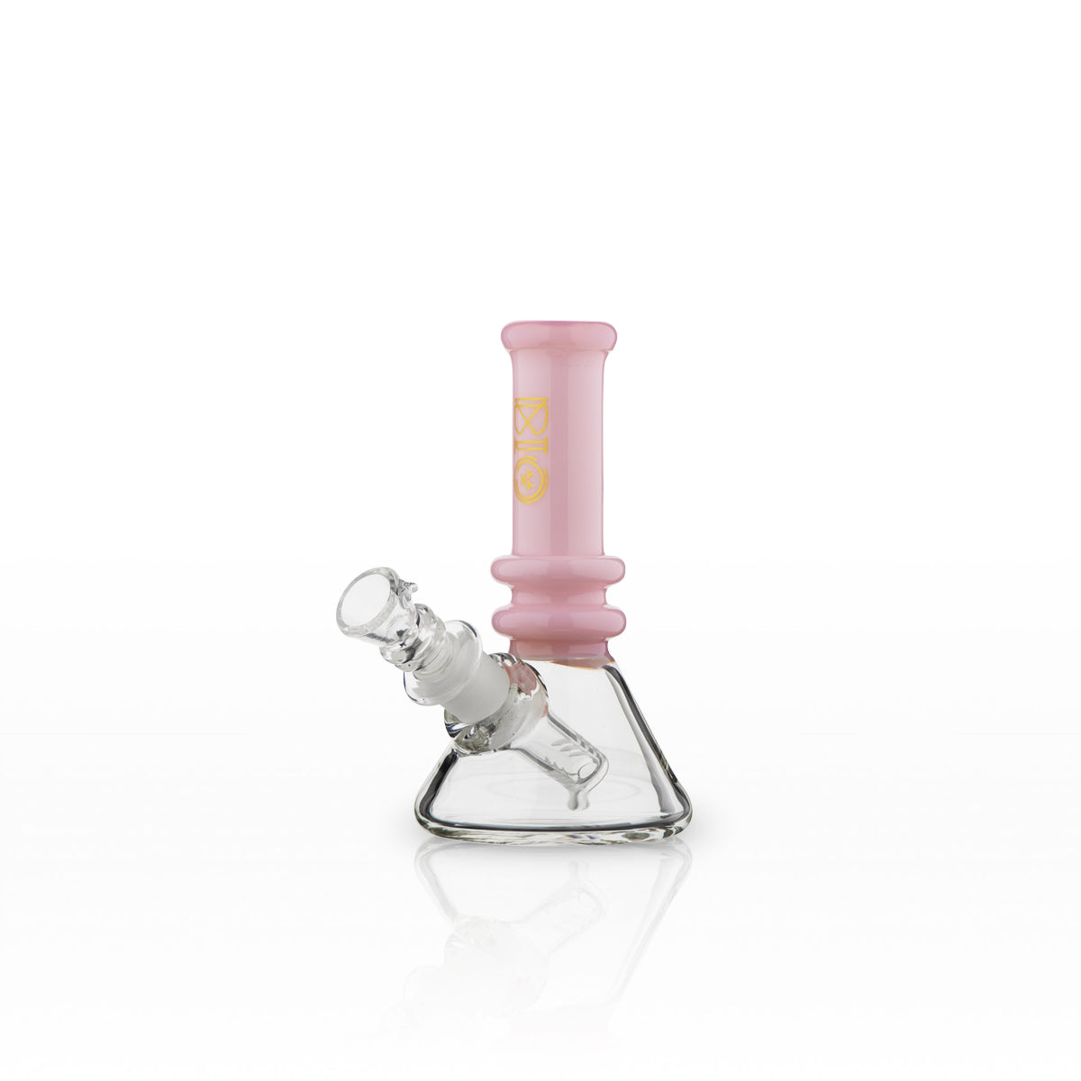 BIO Glass | Mini Heavy Duty Colored Neck Beaker Water Pipe | 5" - 14mm - Various Colors Glass Bong Biohazard Inc Pastel Pink