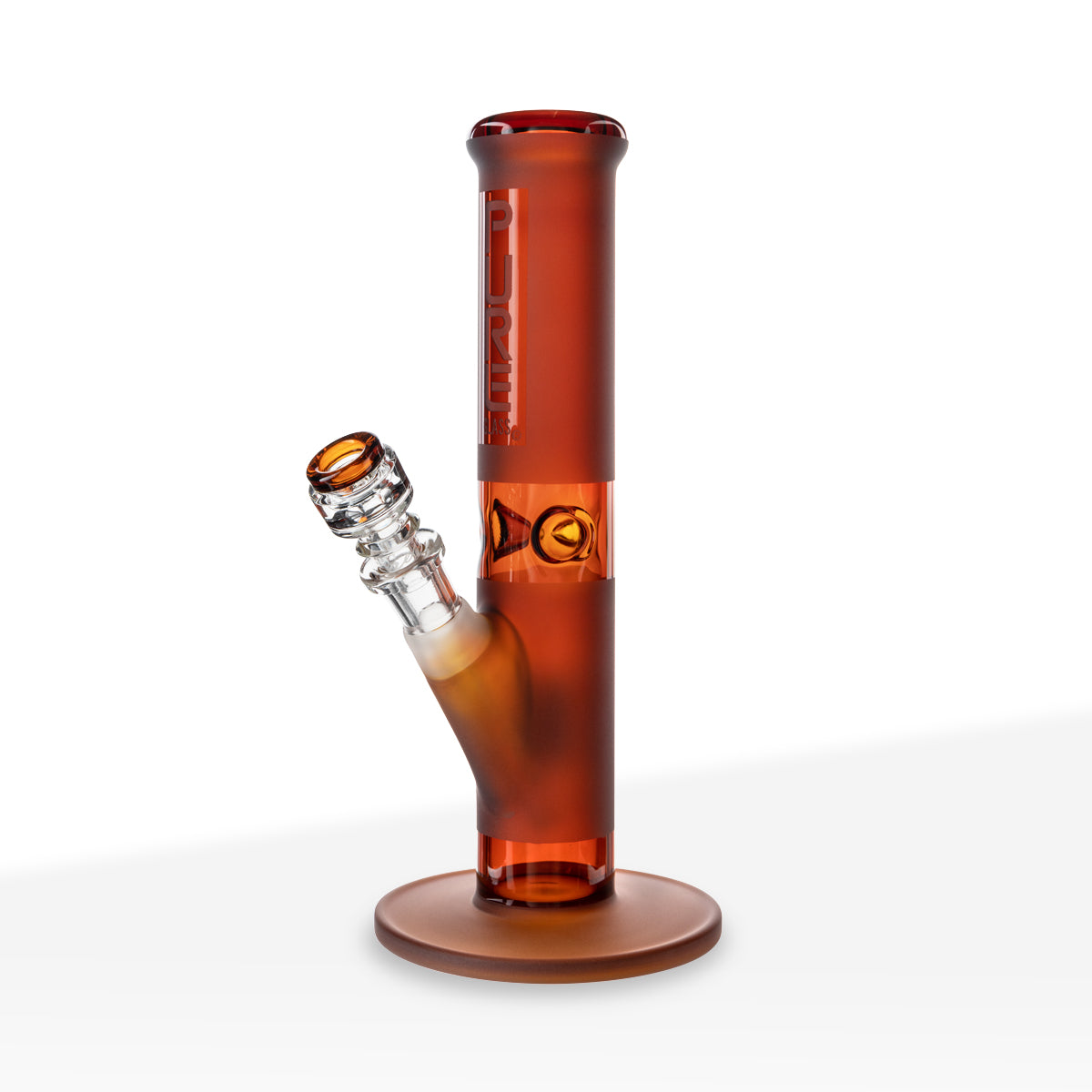 PURE Glass | Classic Straight Water Pipe | 12" - 14mm - Various Colors Glass Bong Pure Glass Amber Frost