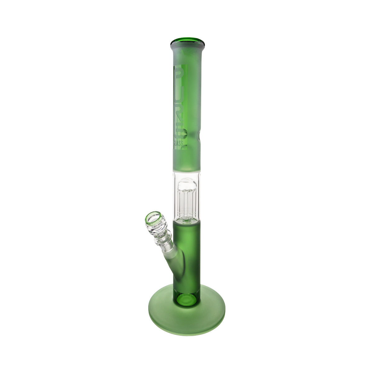 Pure Glass | 10-Arm Tree Percolator + Splash Guard Straight Water Pipe | 18" - 14mm - Various Colors Glass Bong Pure Glass Green Frost