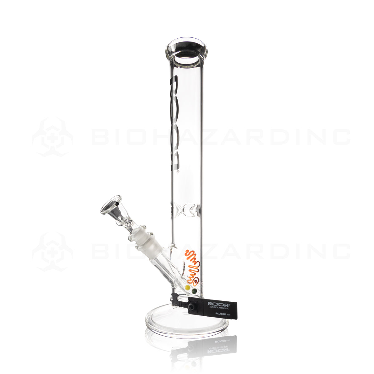RooR® | 45mm x 5mm Straight Water Pipe | 14" - 14mm - Black Logo Glass Bong Roor