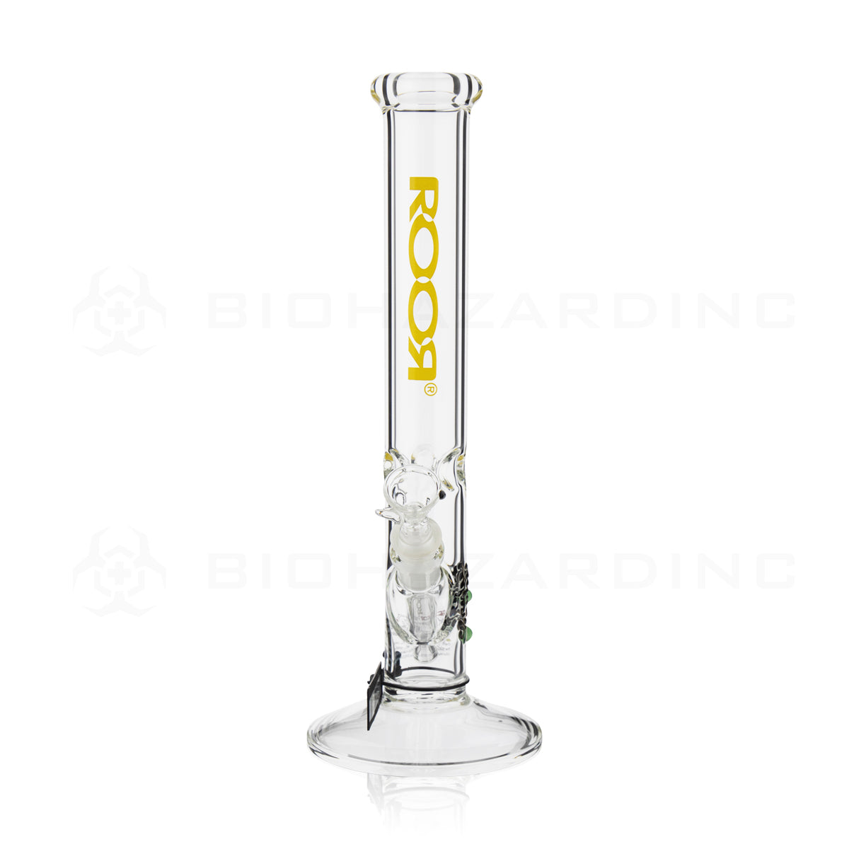 RooR® | Classic Straight Water Pipe | 14" - 14mm - Yellow Logo Glass Bong Roor