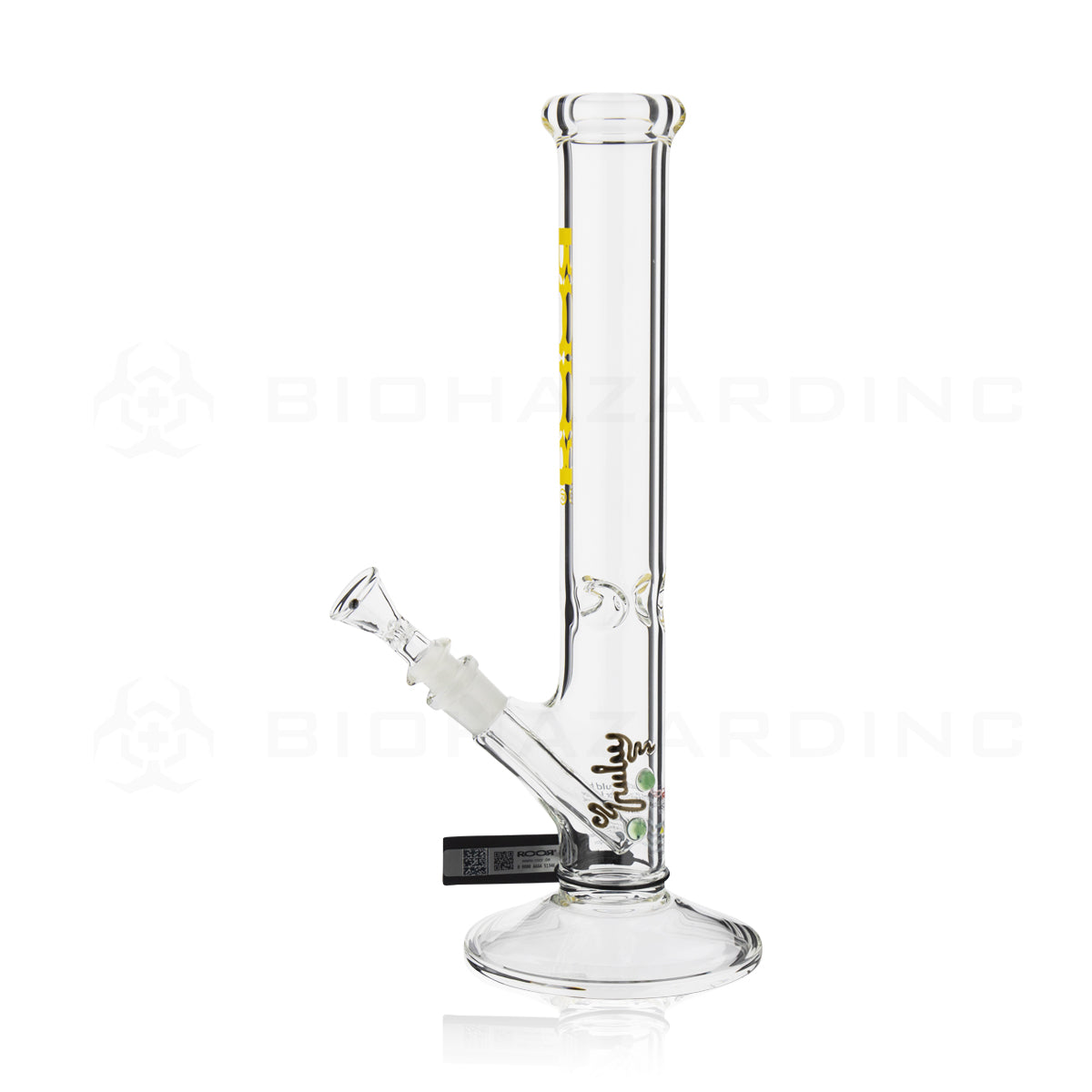 RooR® | Classic Straight Water Pipe | 14" - 14mm - Yellow Logo Glass Bong Roor