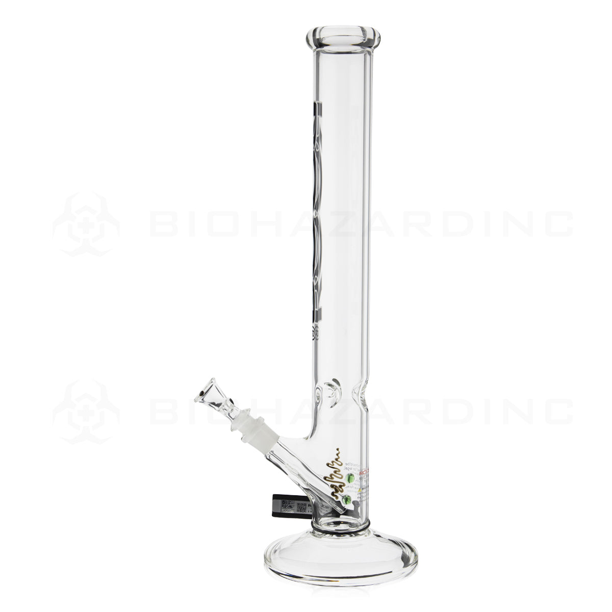 RooR® | Classic Straight Water Pipe | 18" - 14mm - Black/White Logo Glass Bong Roor