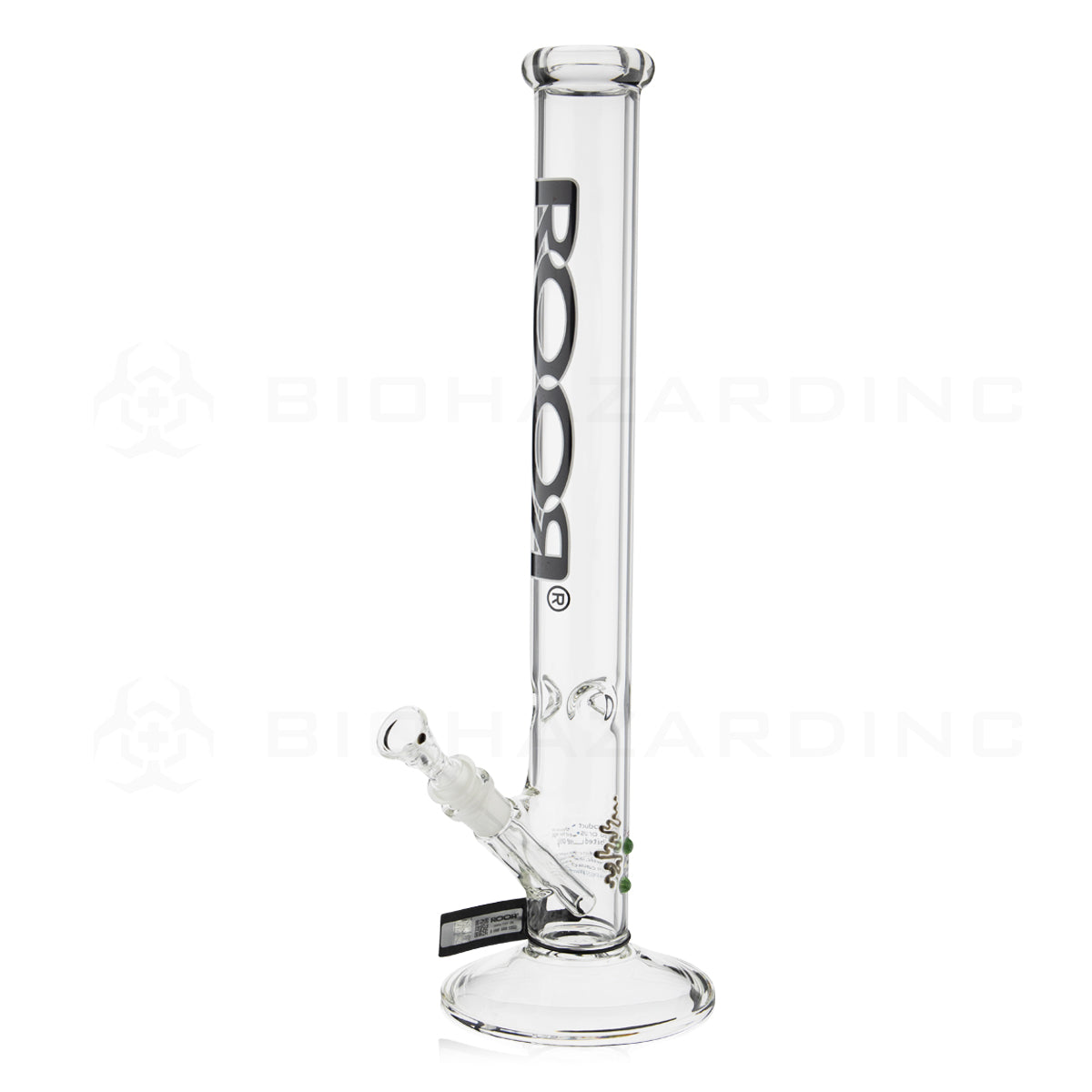 RooR® | Classic Straight Water Pipe | 18" - 14mm - Black/White Logo Glass Bong Roor