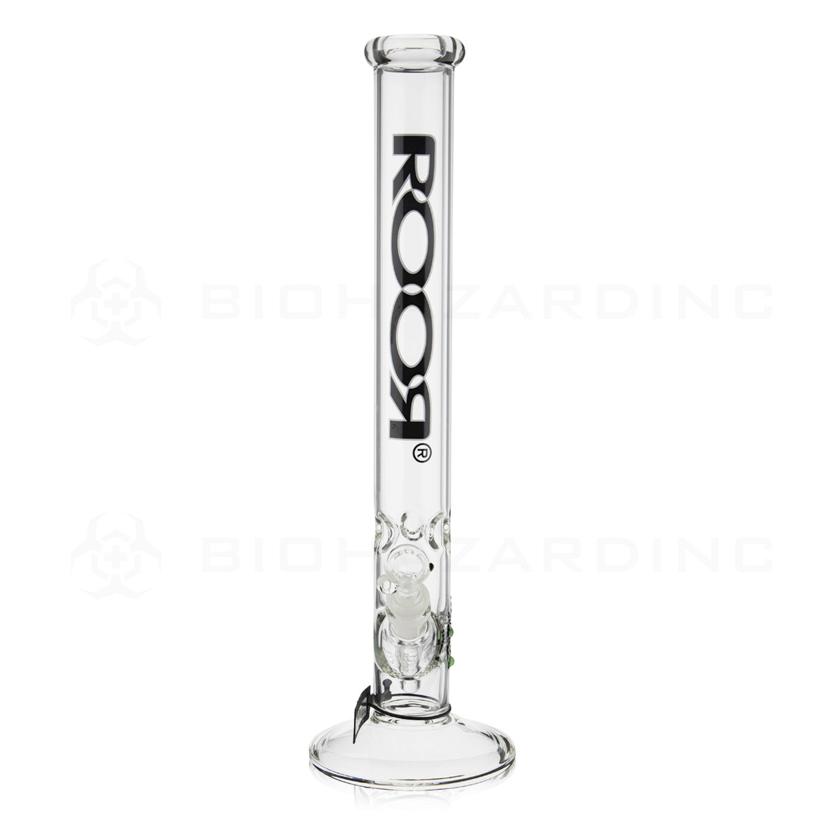 RooR® | Classic Straight Water Pipe | 18" - 14mm - Black/White Logo Glass Bong Roor