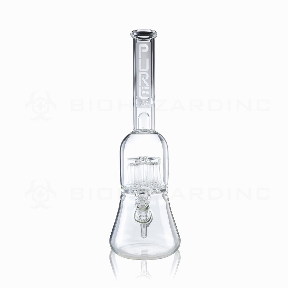 PURE Glass | Kraken Triple 10-Arm Tree Percolator + Splashguard Water Pipe | 20" - 19mm - Etched Glass Bong Pure Glass